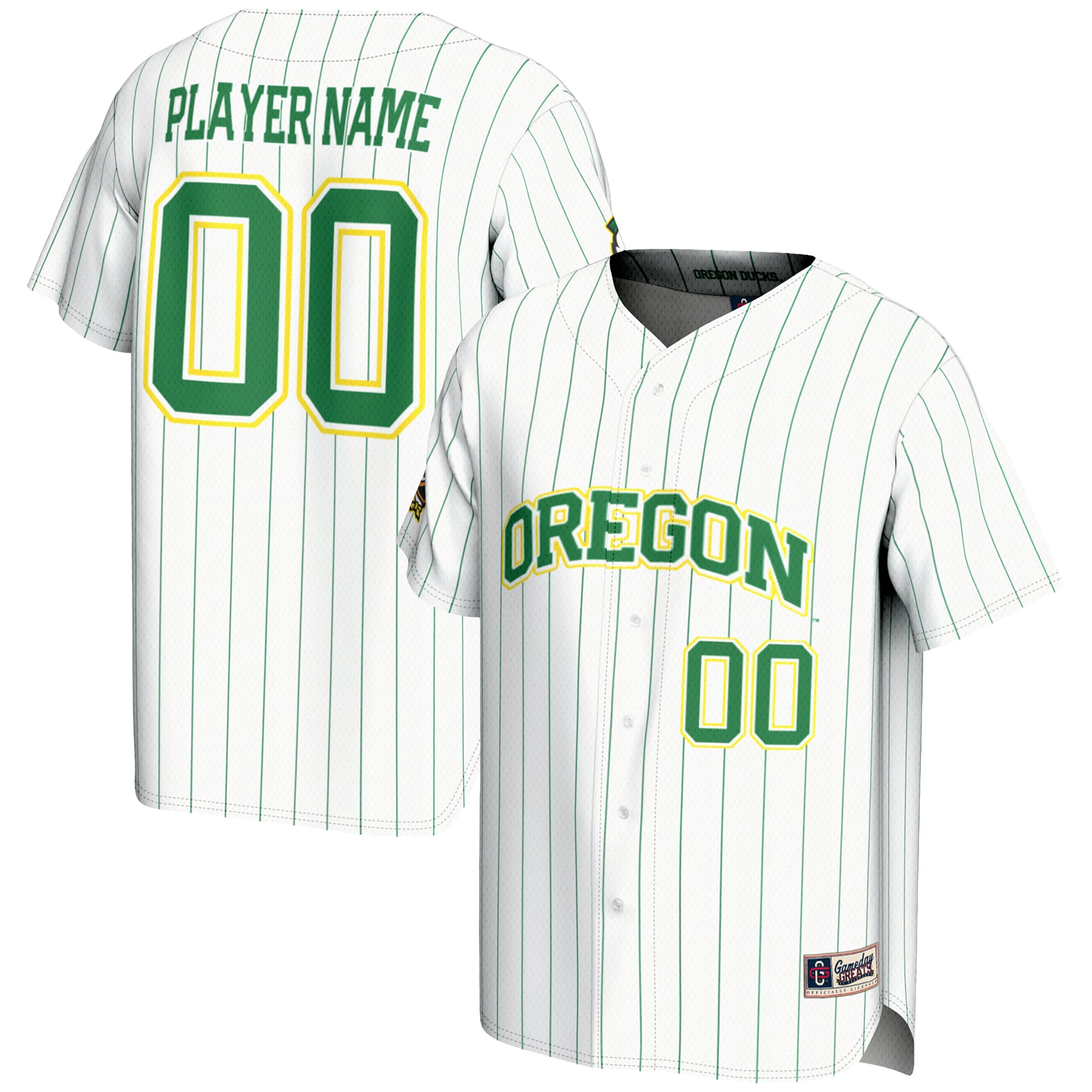 Oregon Ducks Lightweight Baseball Jersey White - front and back view