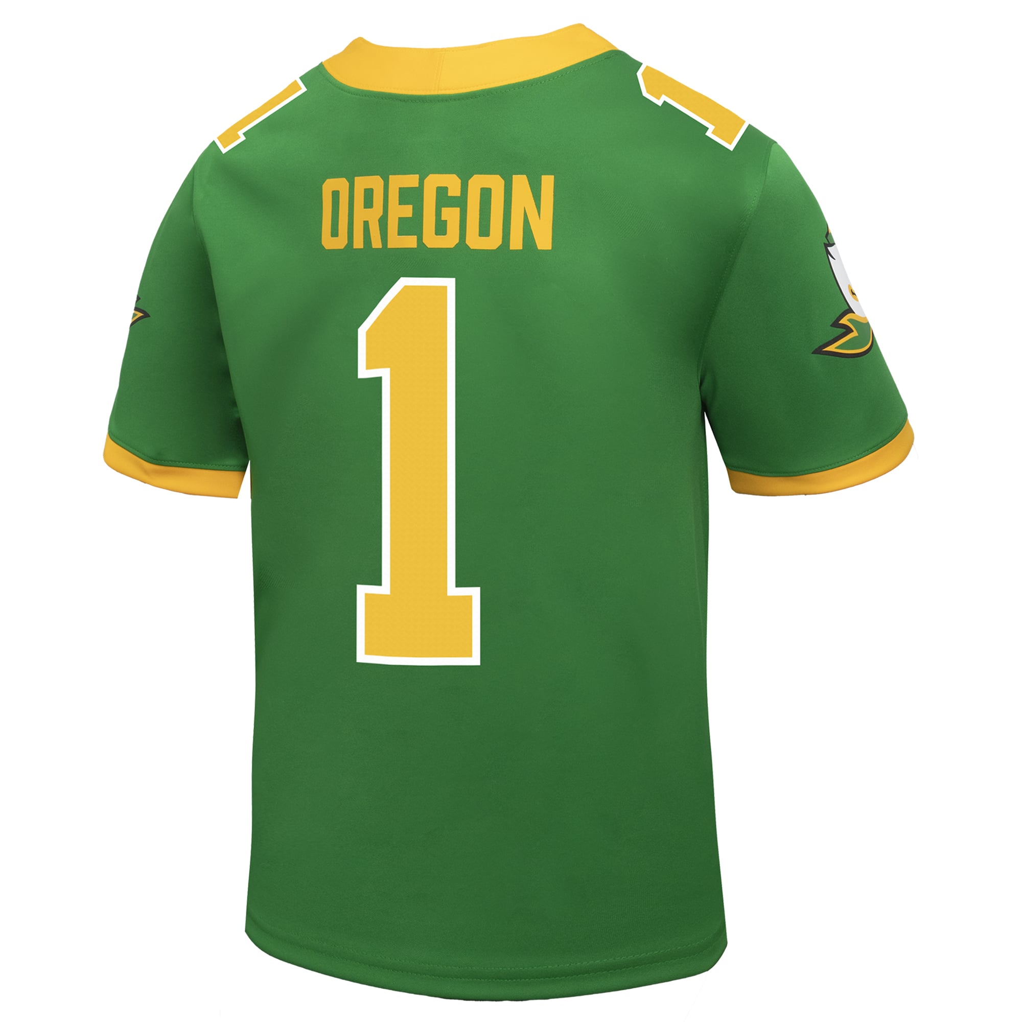 #1 Oregon Ducks Preschool Alternate Jersey Green - back view