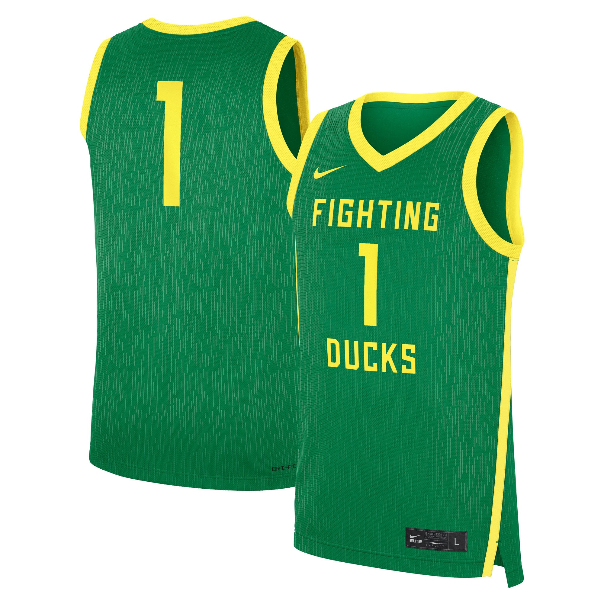 Oregon Ducks Road Basketball Jersey Green - front and back view
