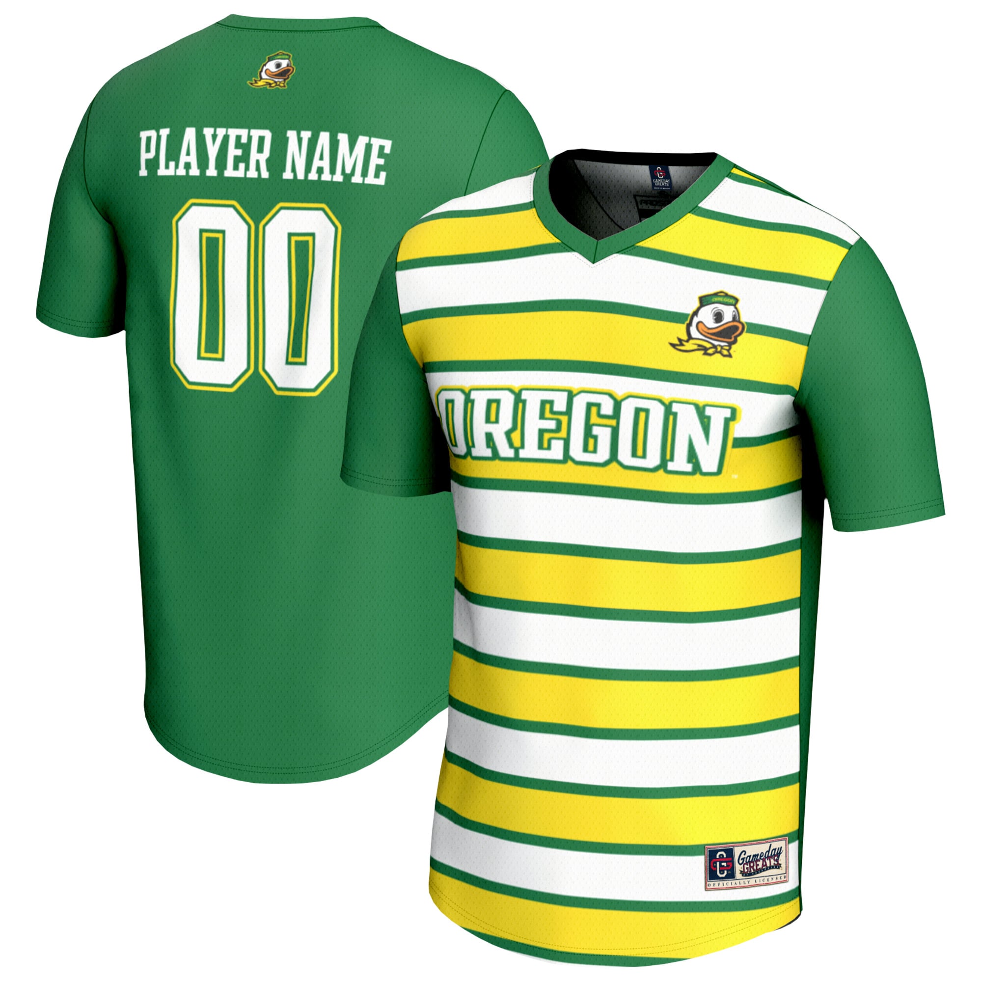Oregon Ducks Unisex Collegiate Women's Soccer Lightweight Fashion Jersey - front and back view