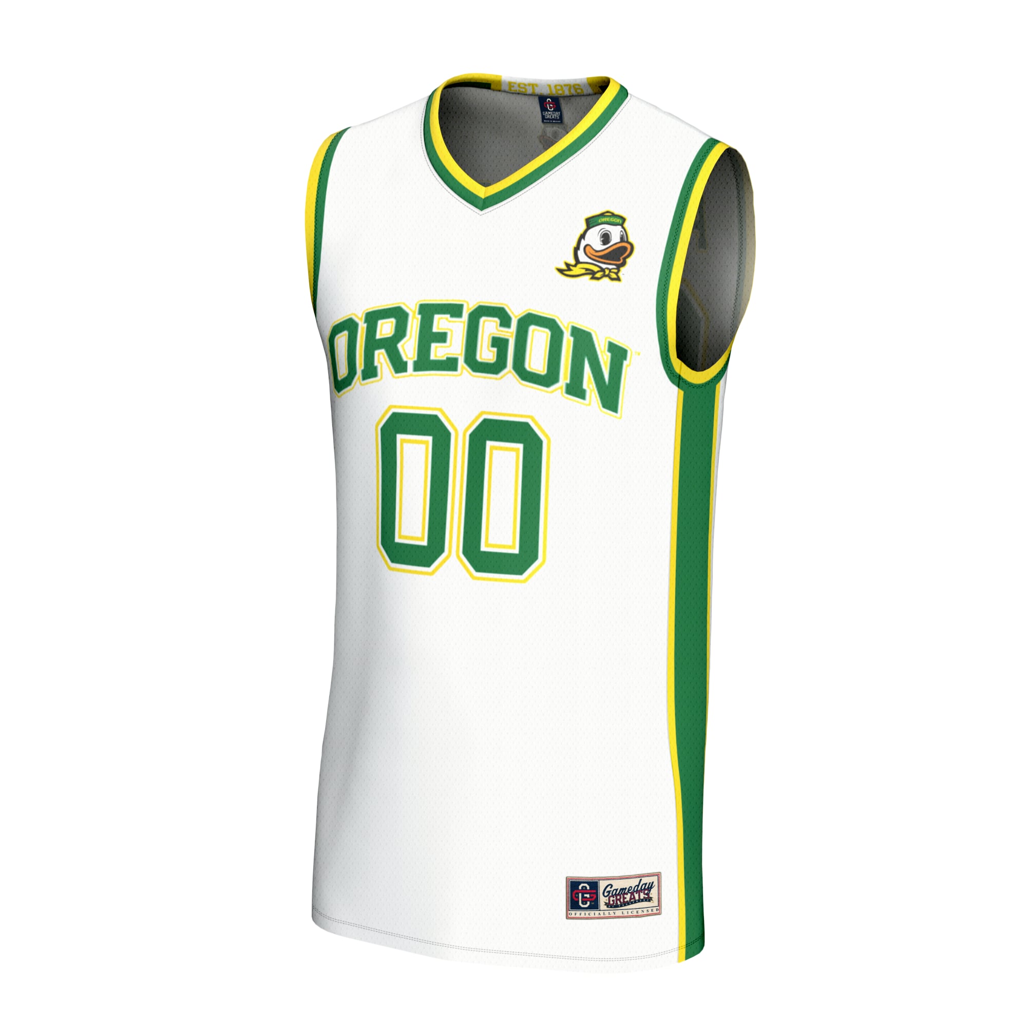 Oregon Ducks Unisex Lightweight Collegiate Men's Basketball Fashion Jersey White - front view