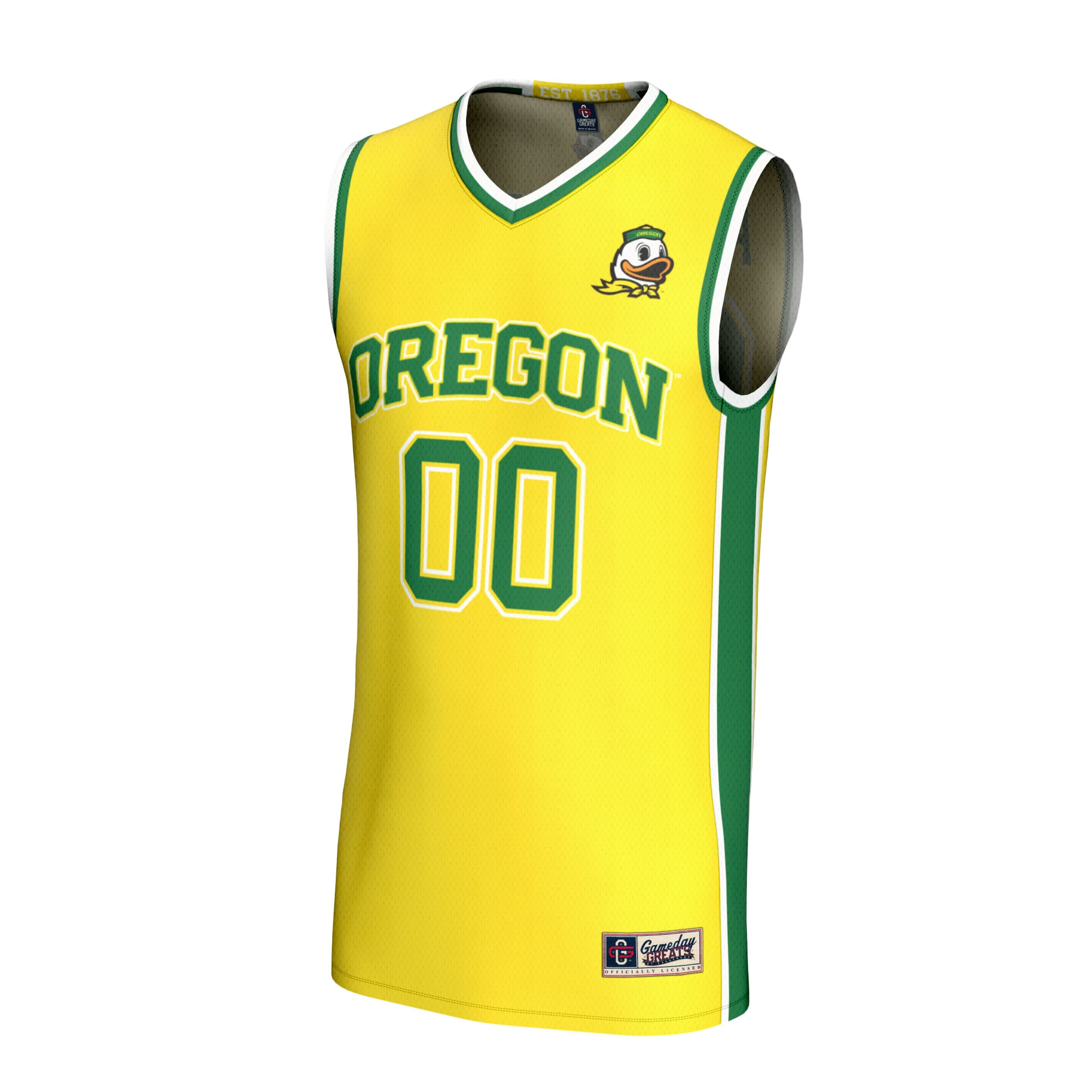 Oregon Ducks Unisex Lightweight Collegiate Men's Basketball Fashion Jersey Yellow - front view