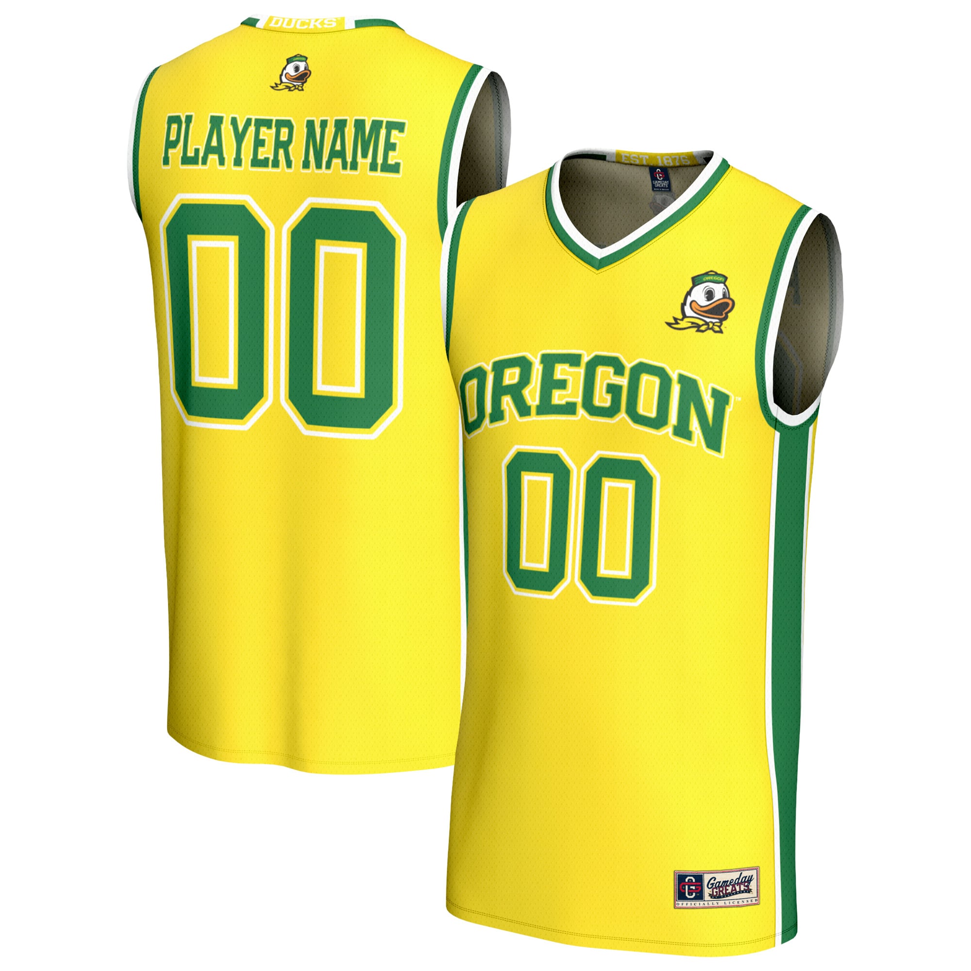 Oregon Ducks Unisex Lightweight Collegiate Men's Basketball Fashion Jersey - front and back view