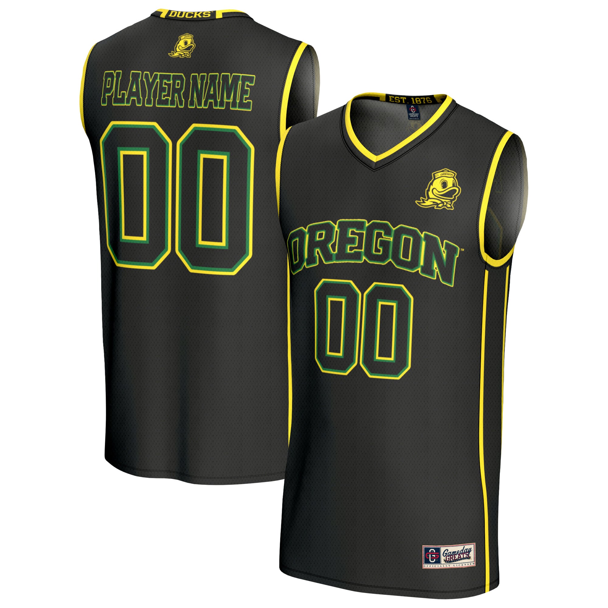 Oregon Ducks Unisex Lightweight Collegiate Men's Basketball Fashion Jersey - front and back view