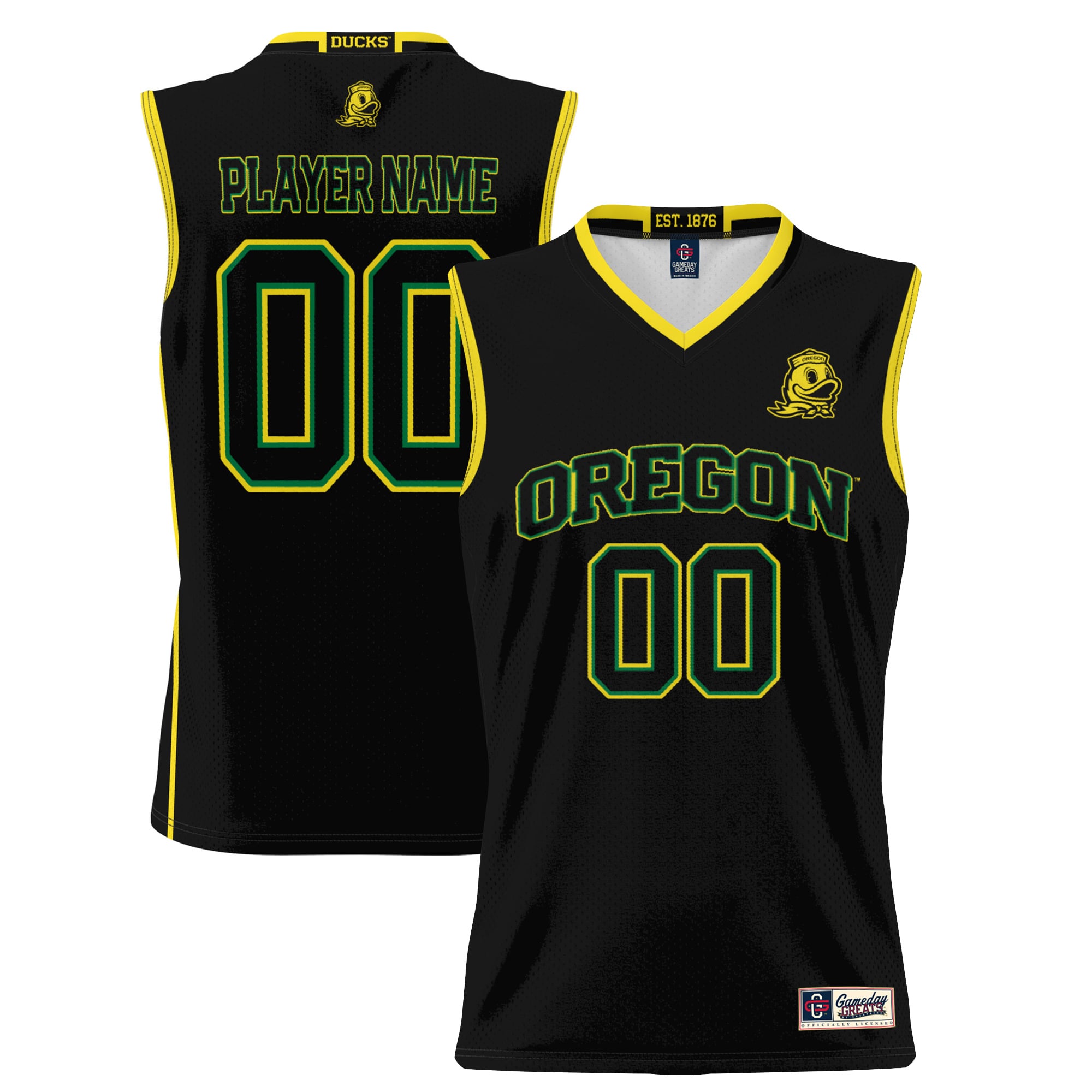 Oregon Ducks Youth Lightweight Women's Basketball Jersey Black - front and back view