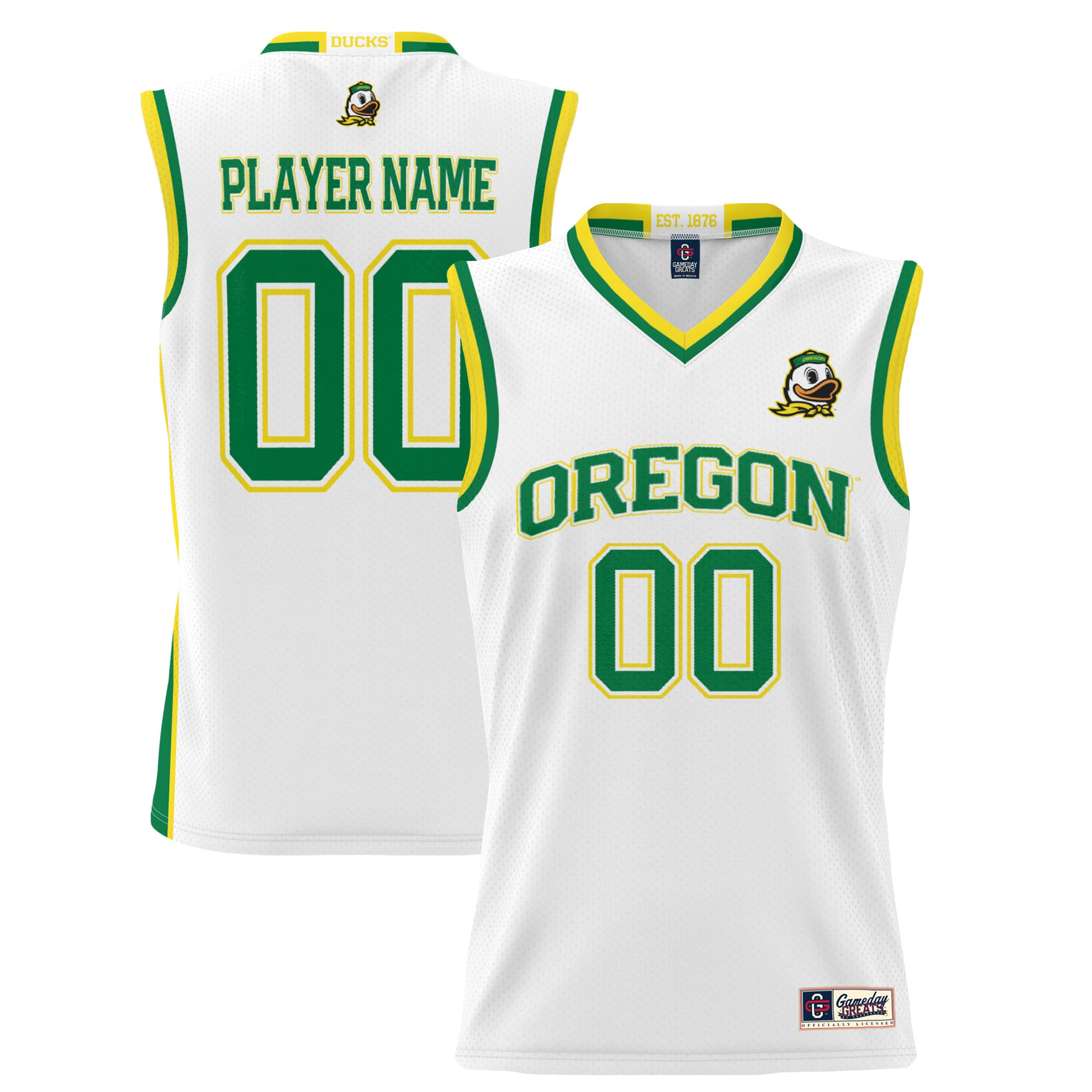 Oregon Ducks Unisex Lightweight Women's Basketball Jersey White - front and back view