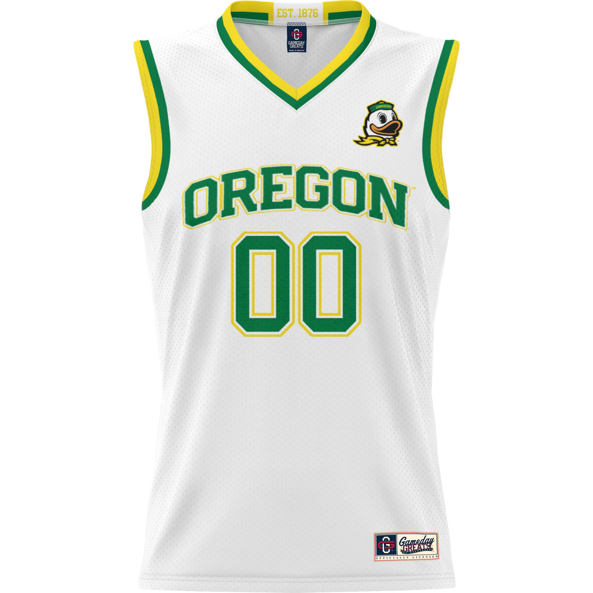 Oregon Ducks Unisex Lightweight Women's Basketball Jersey White - front view