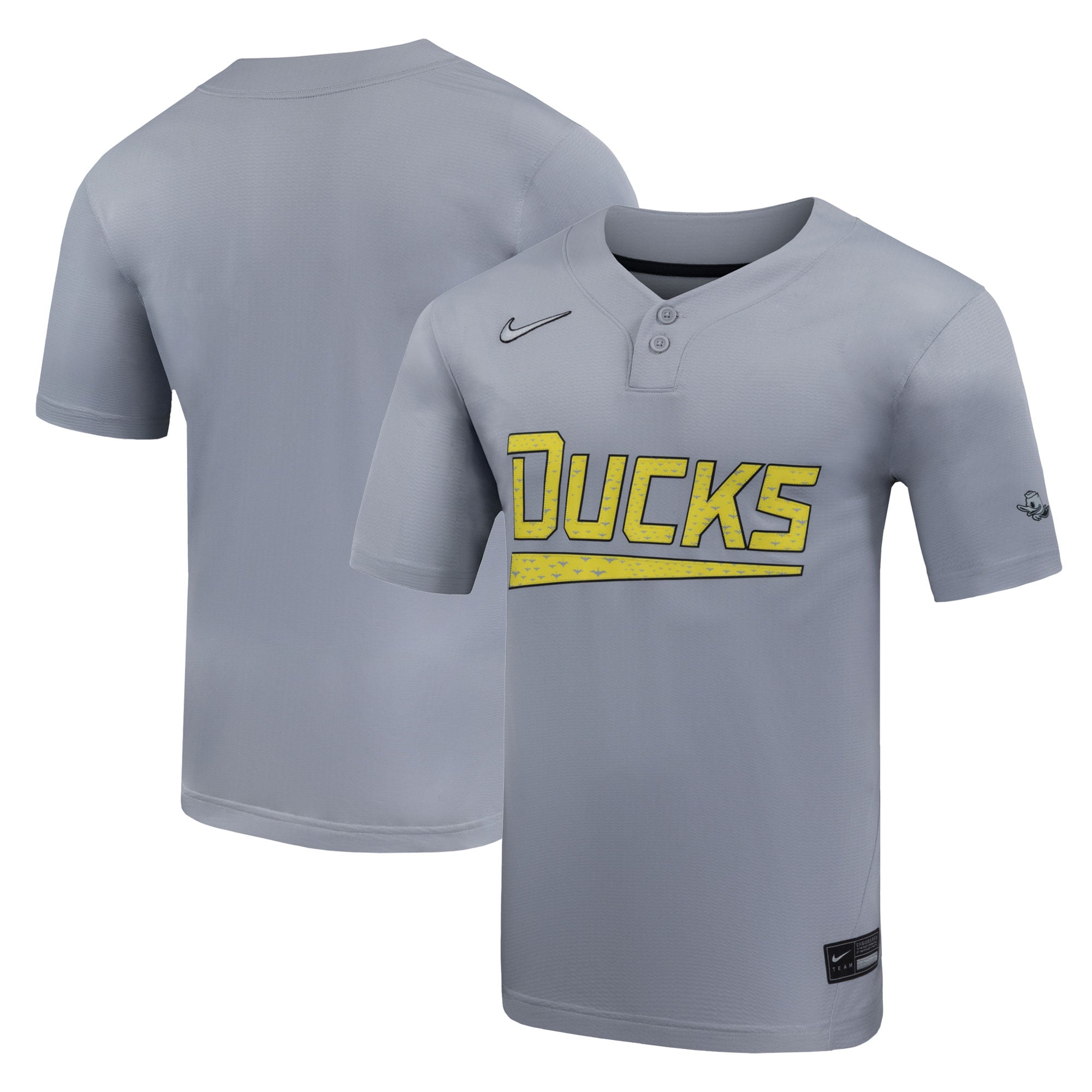 Oregon Ducks Unisex Softball Jersey Gray - front and back view