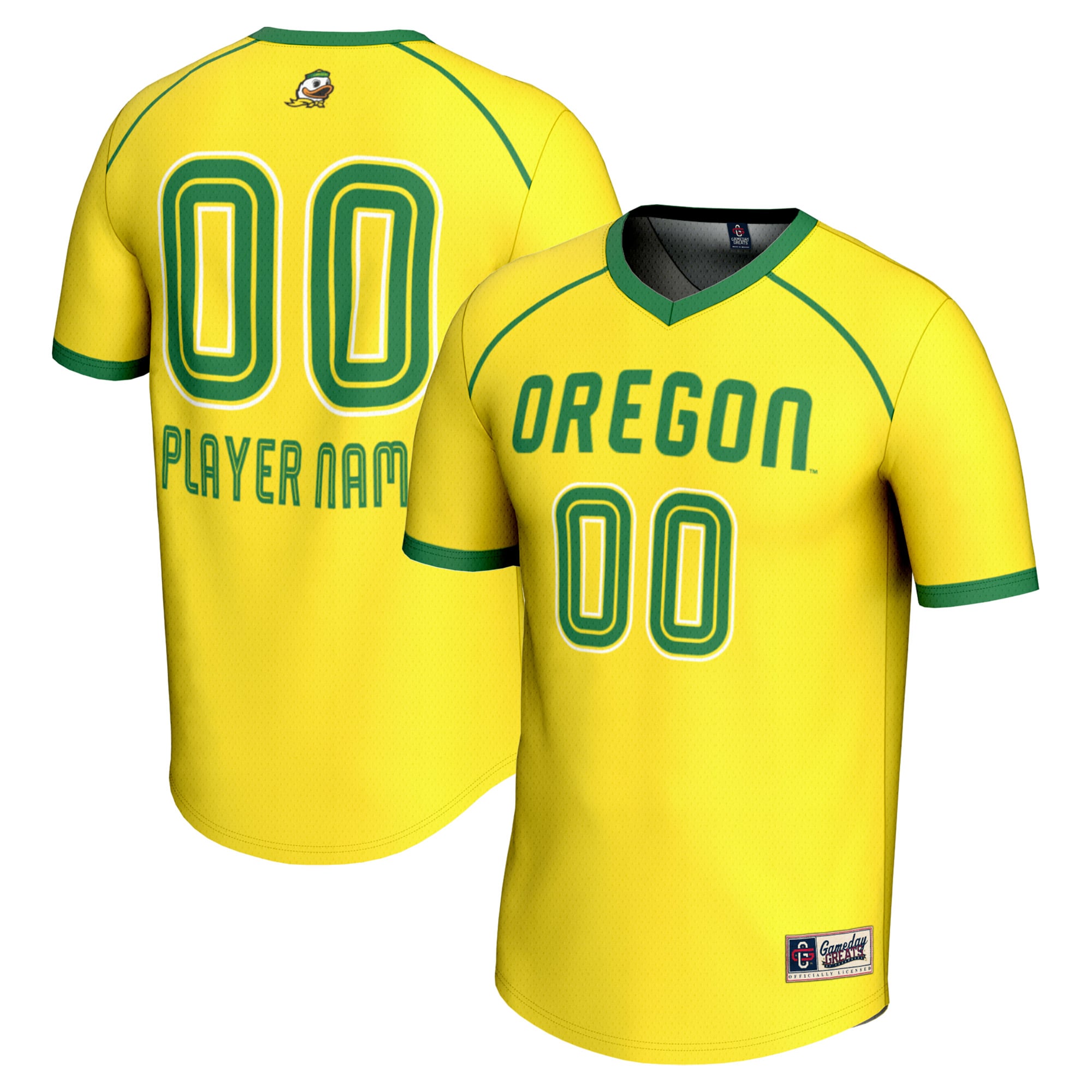 Oregon Ducks Unisex Women's Lacrosse Lightweight Jersey Yellow - front and back view