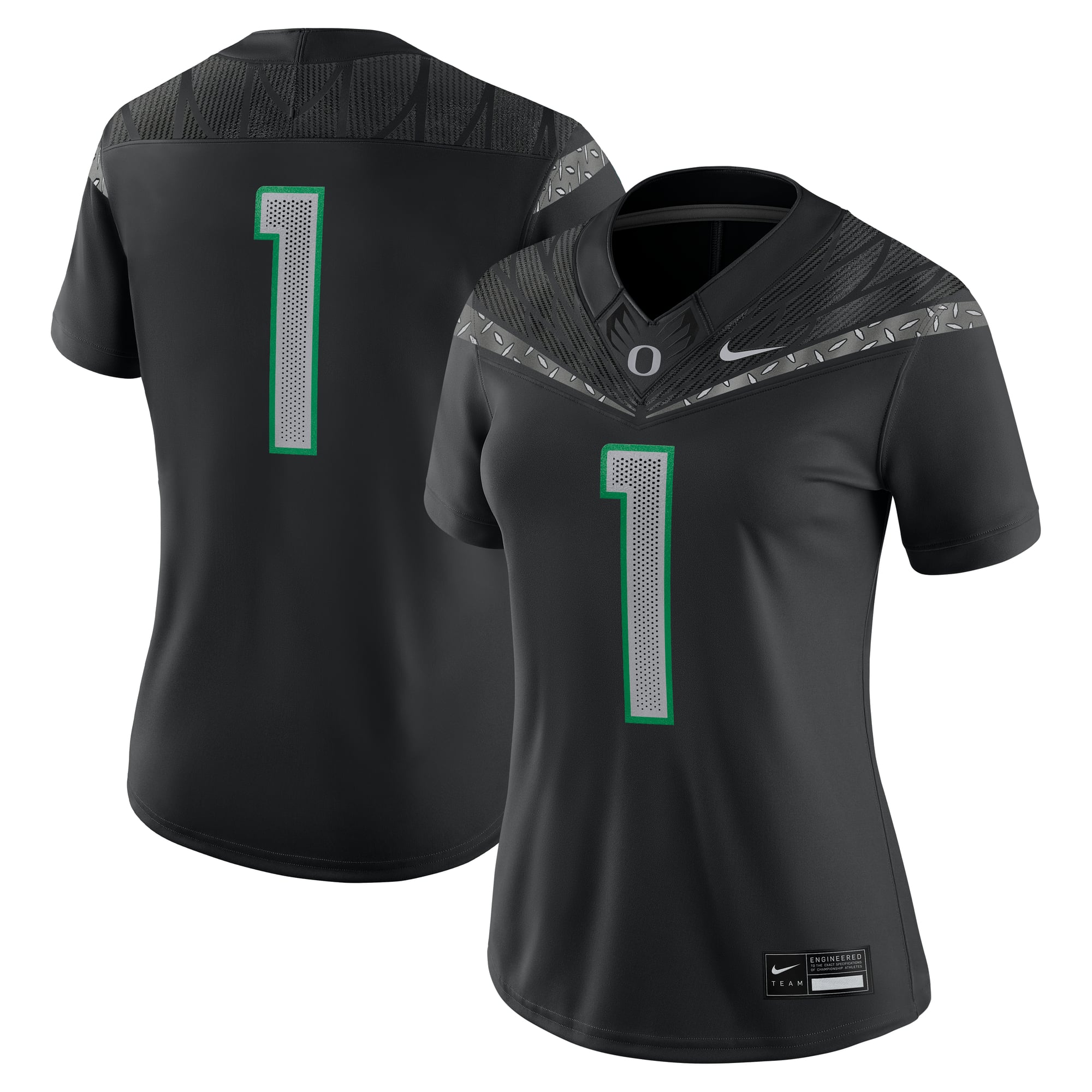 #1 Oregon Ducks Women's Jersey Black - front and back view
