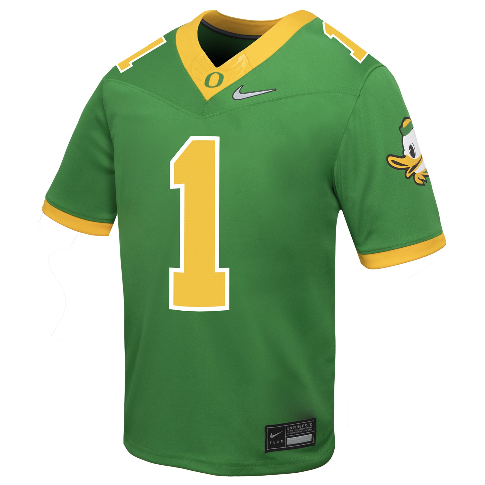 #1 Oregon Ducks Youth Alternate Football Jersey Apple Green - front view
