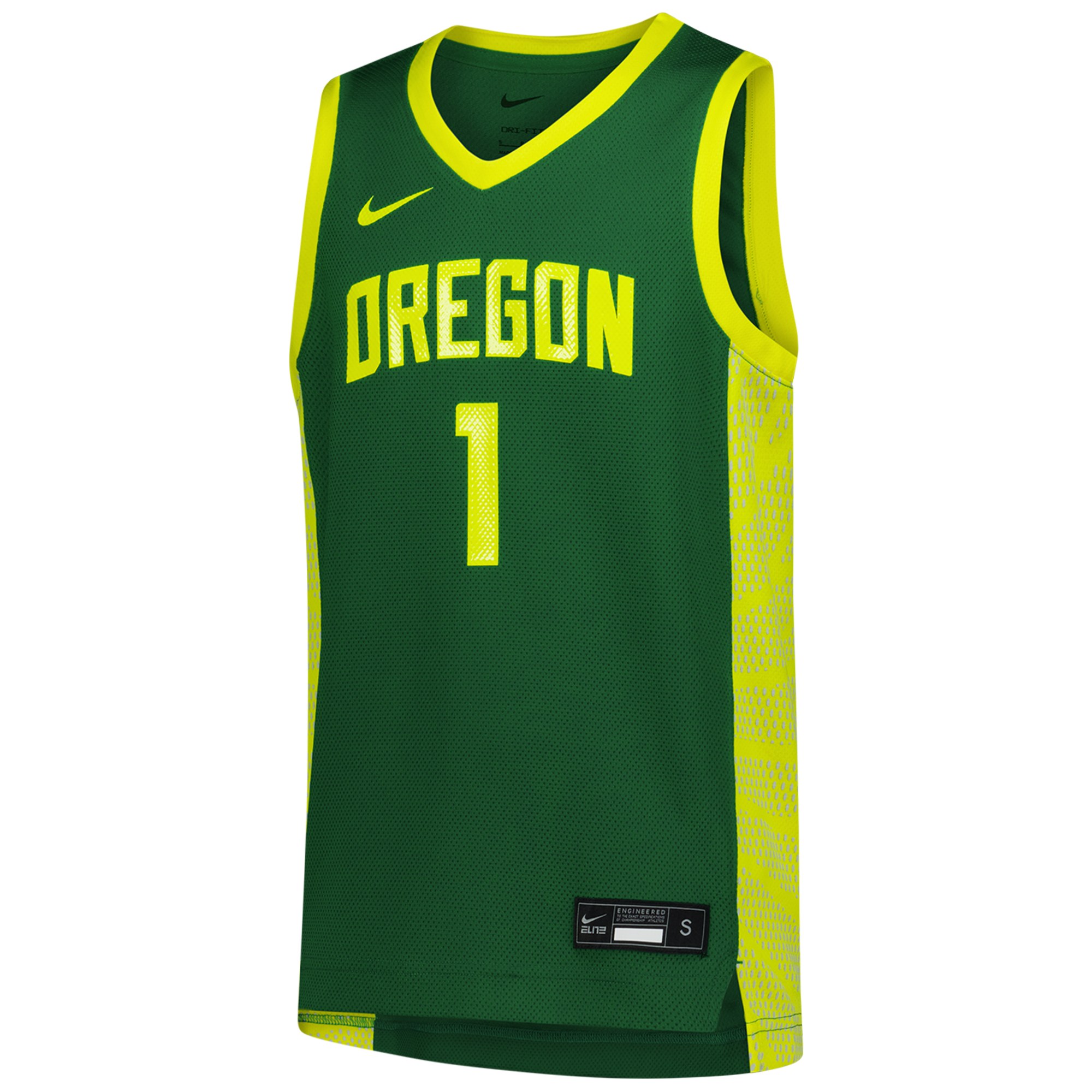 #1 Oregon Ducks Youth Basketball Jersey Green - front view