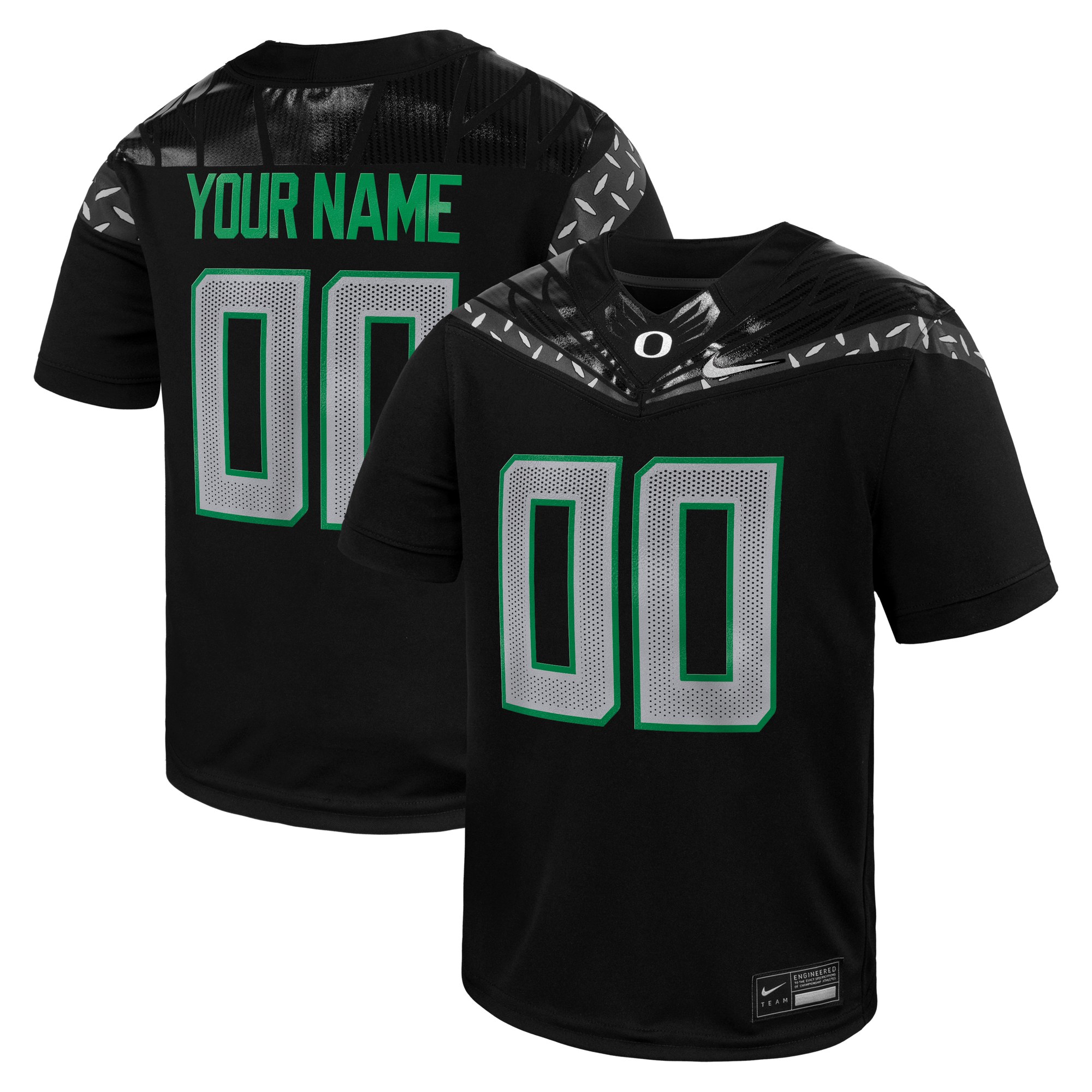 Oregon Ducks Youth Custom Football Jersey Black - front view