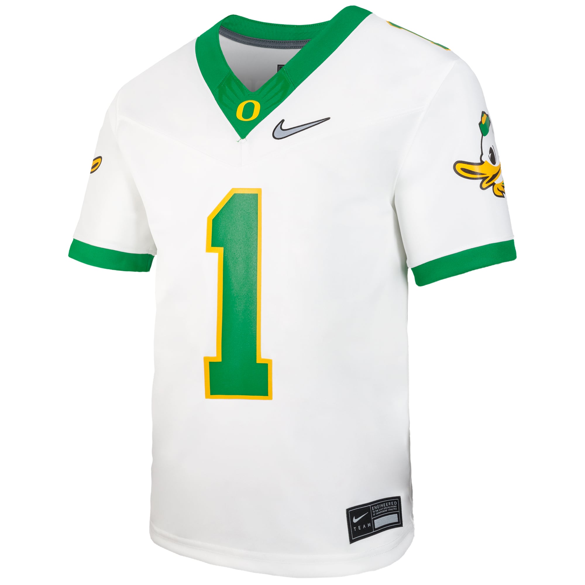 #1 Oregon Ducks Youth Jersey White - front view