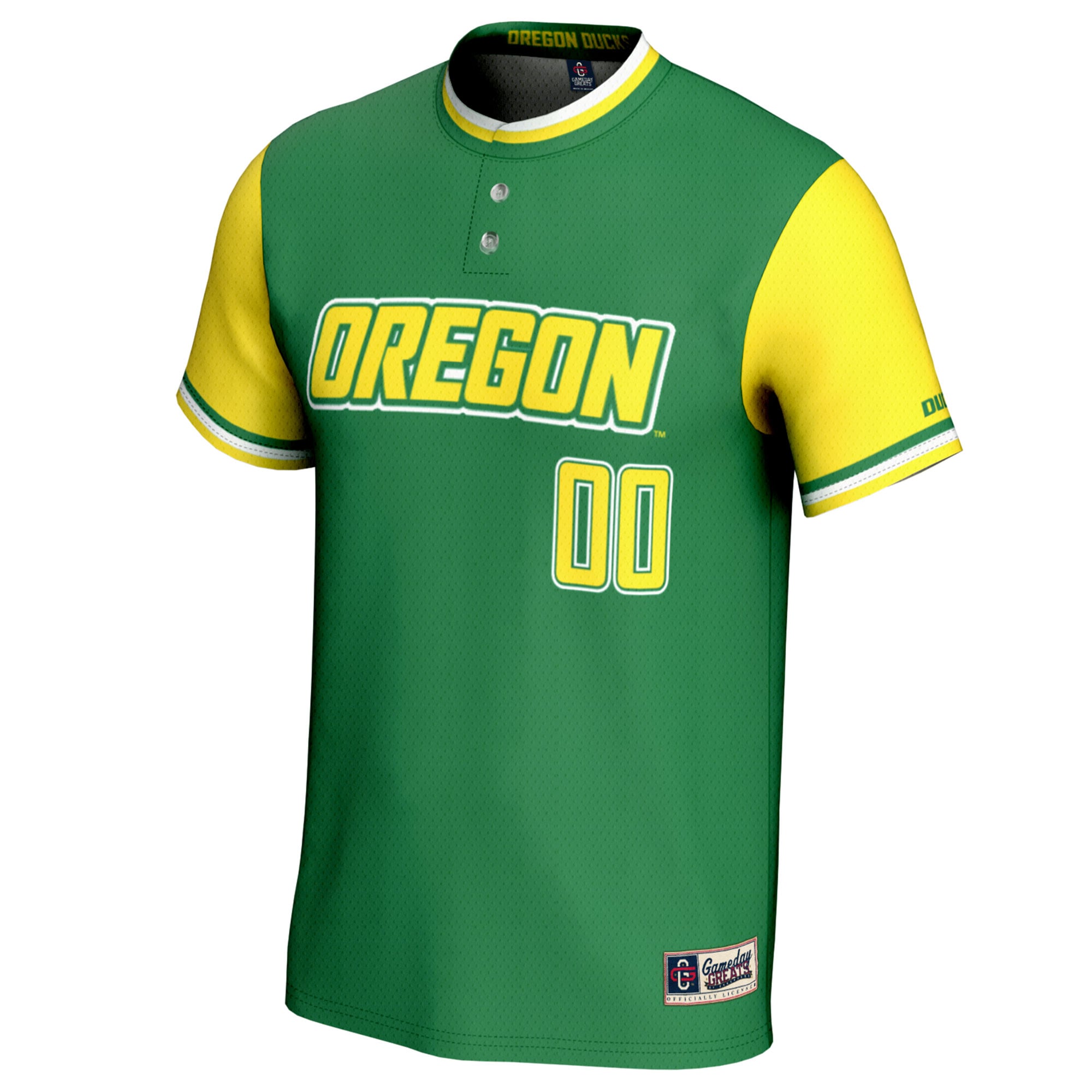Oregon Ducks Youth Lightweight Softball Jersey Green - front view