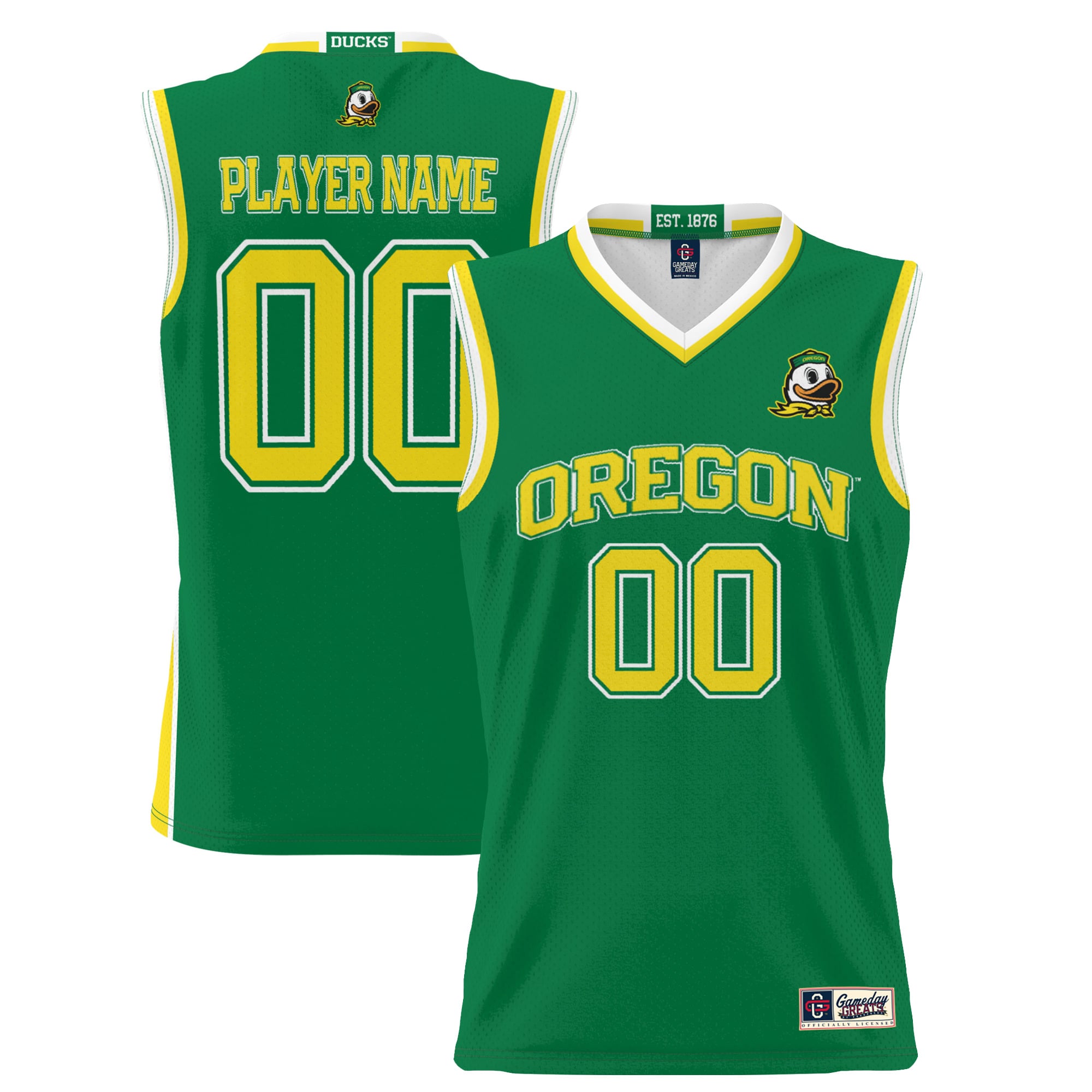 Oregon Ducks Youth Lightweight Women's Basketball Jersey Green - front and back view
