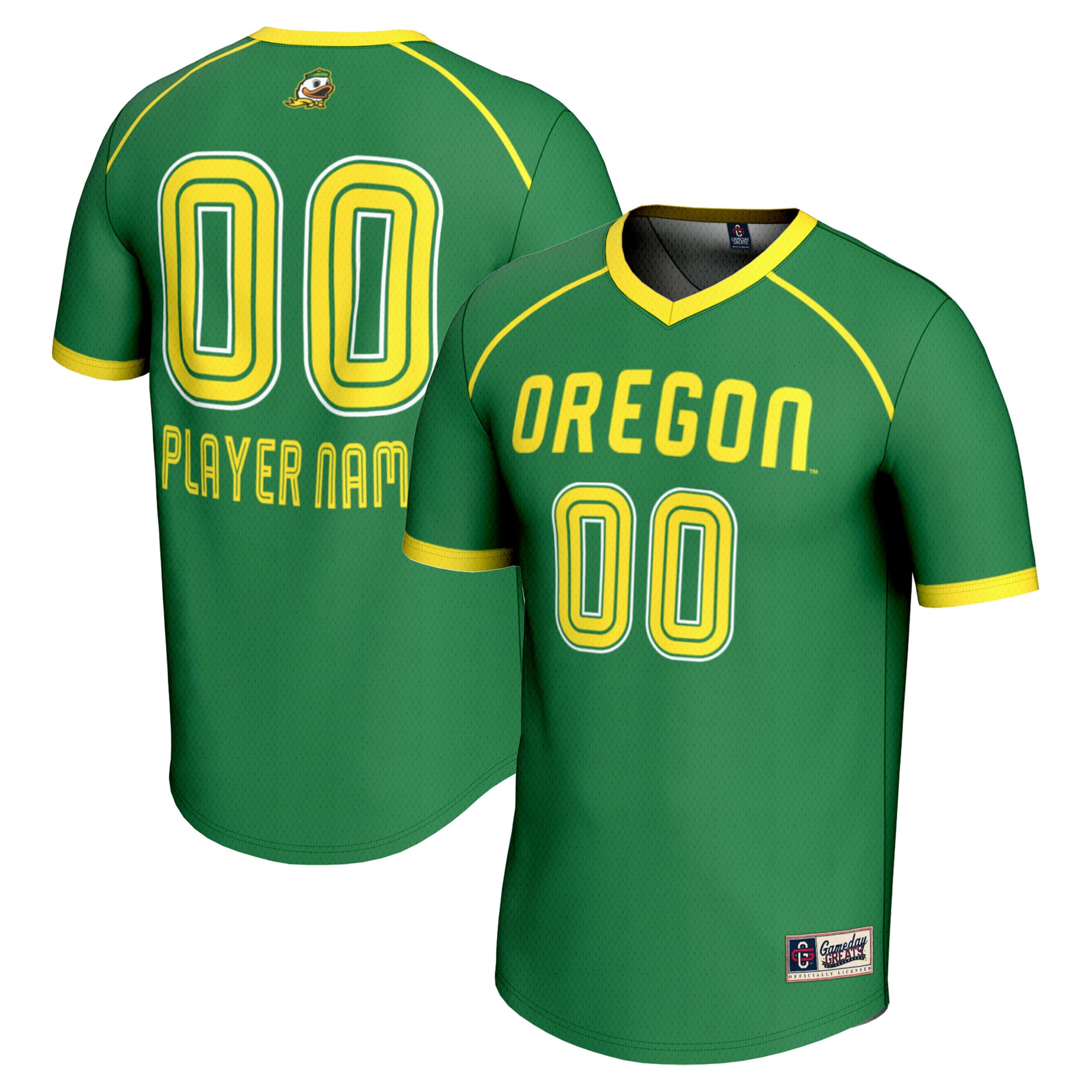 Oregon Ducks Youth Women's Lacrosse Lightweight Jersey Green - front and back view