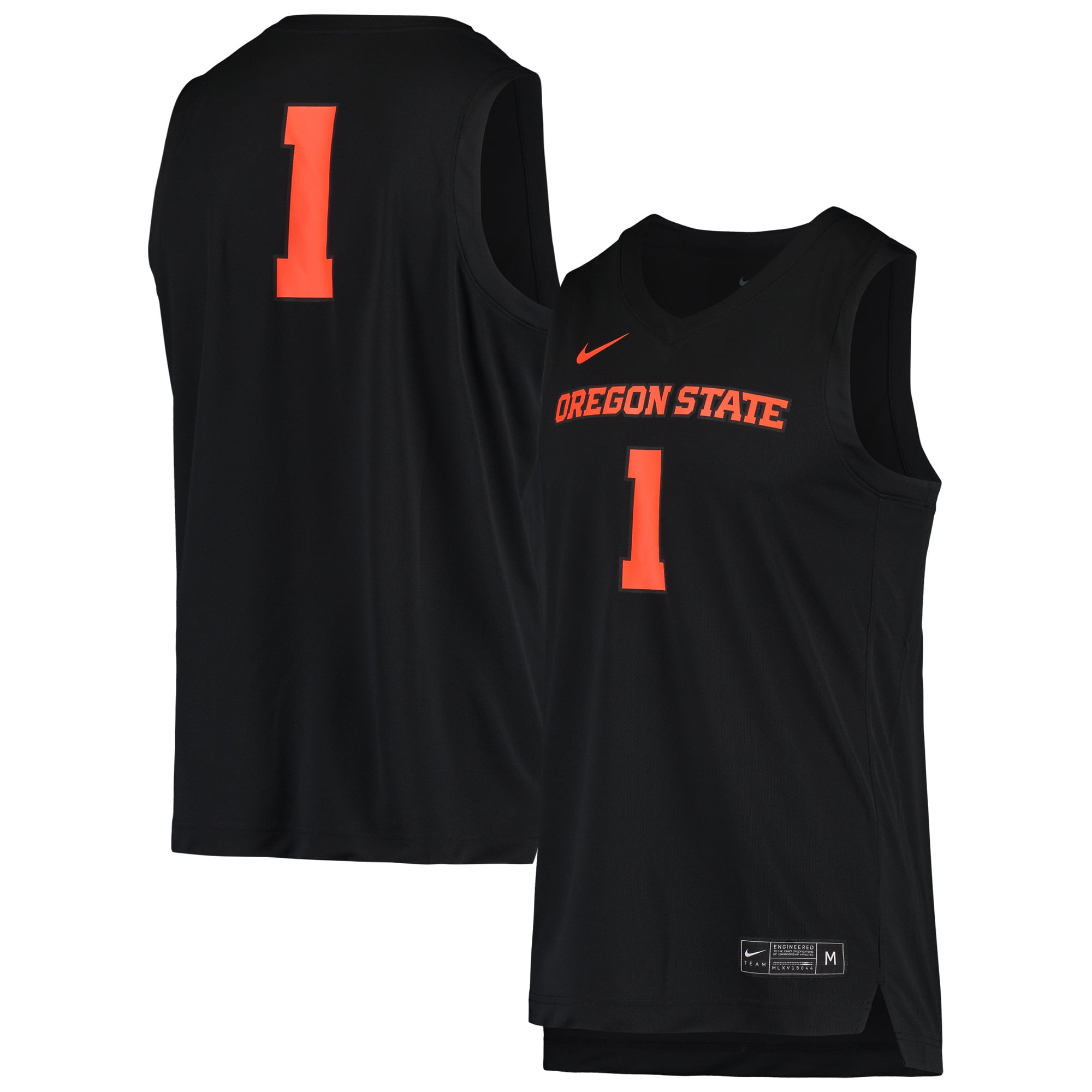 #1 Oregon State Beavers Basketball Jersey Black - front and back view