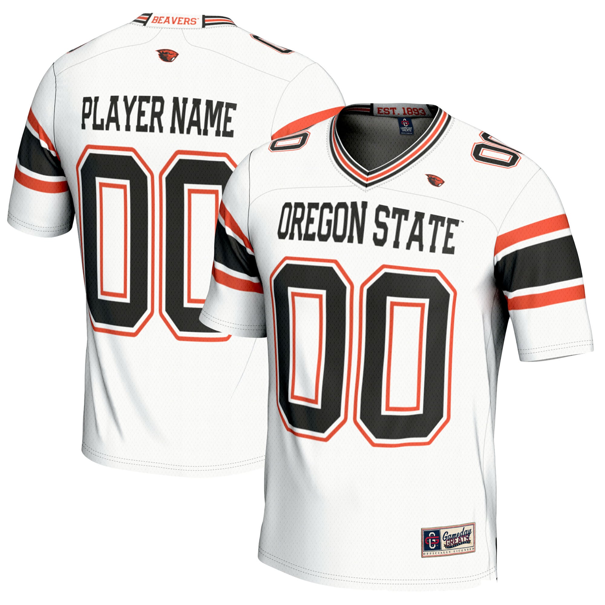 Oregon State Beavers Football Jersey White - front and back view