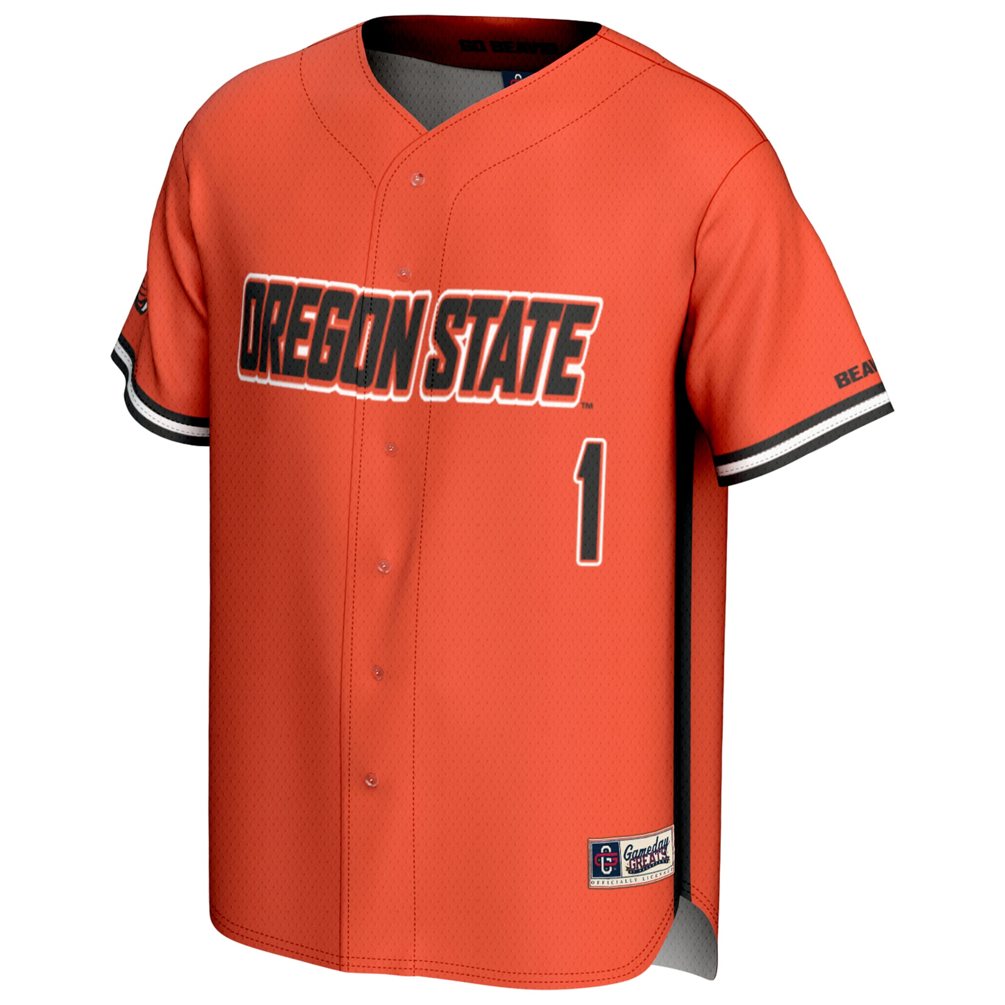 #1 Oregon State Beavers Lightweight Baseball Fashion Jersey Orange - front view