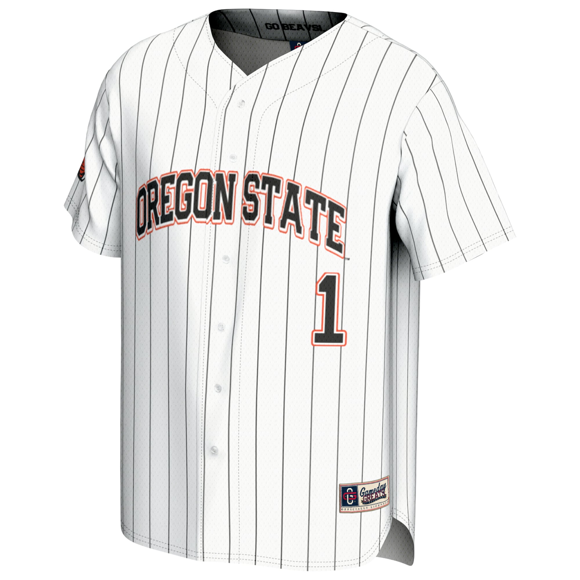 #1 Oregon State Beavers Lightweight Baseball Fashion Jersey White - front view