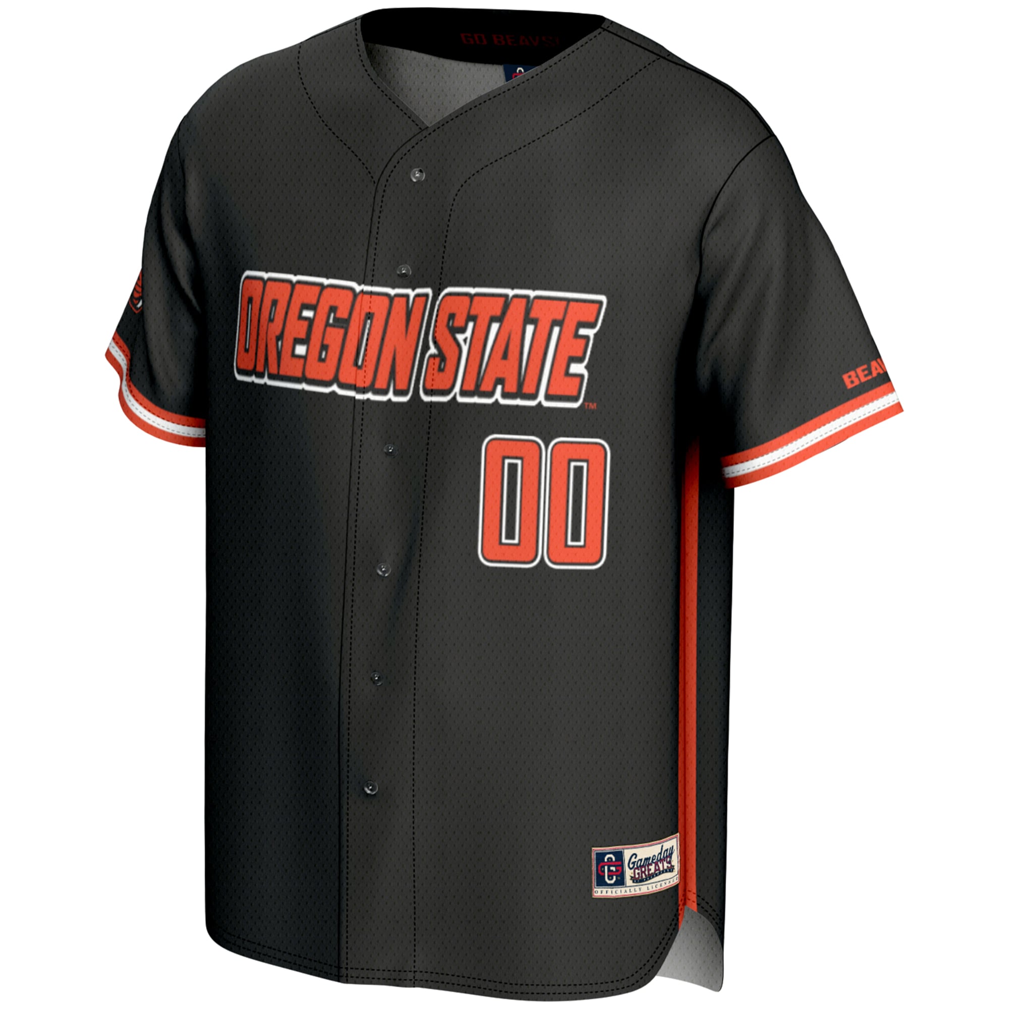 Oregon State Beavers Lightweight Baseball Jersey Black - front view
