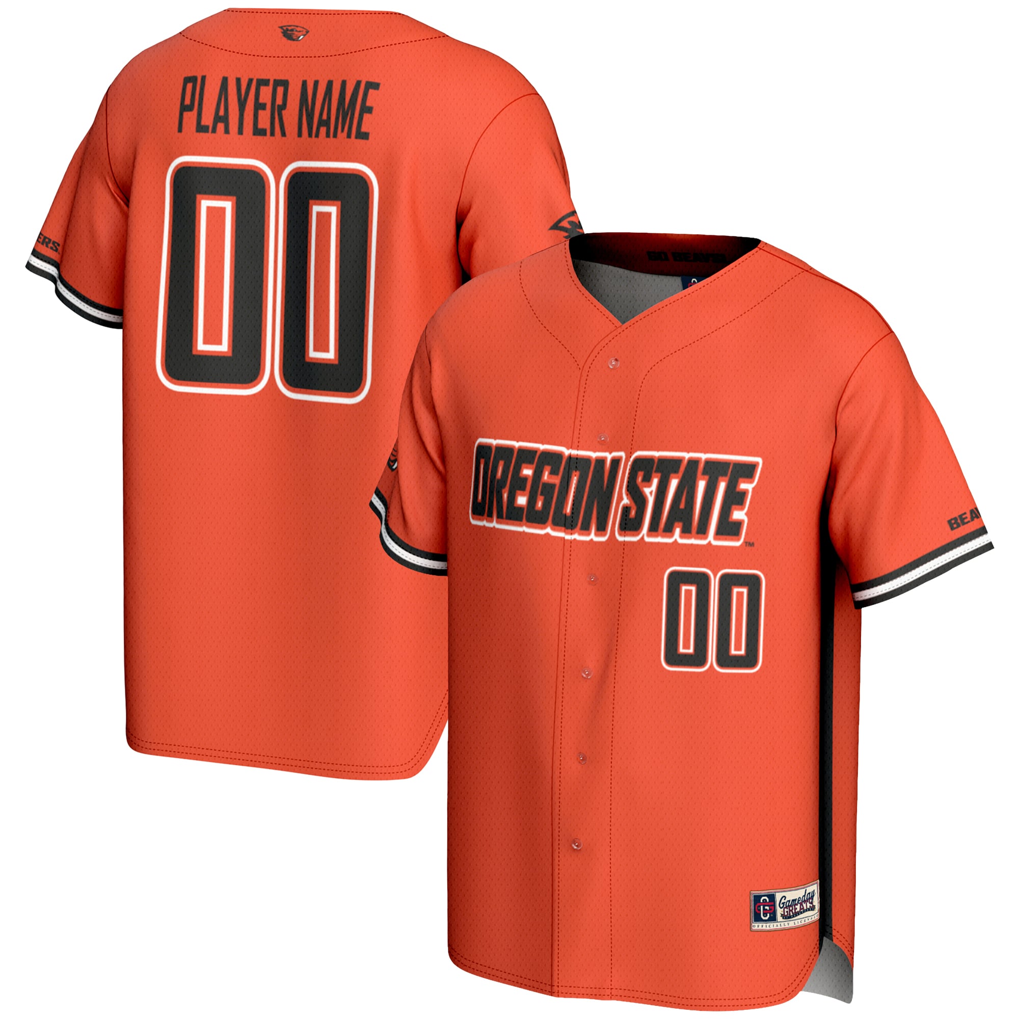Oregon State Beavers Lightweight Baseball Jersey Orange - front and back view