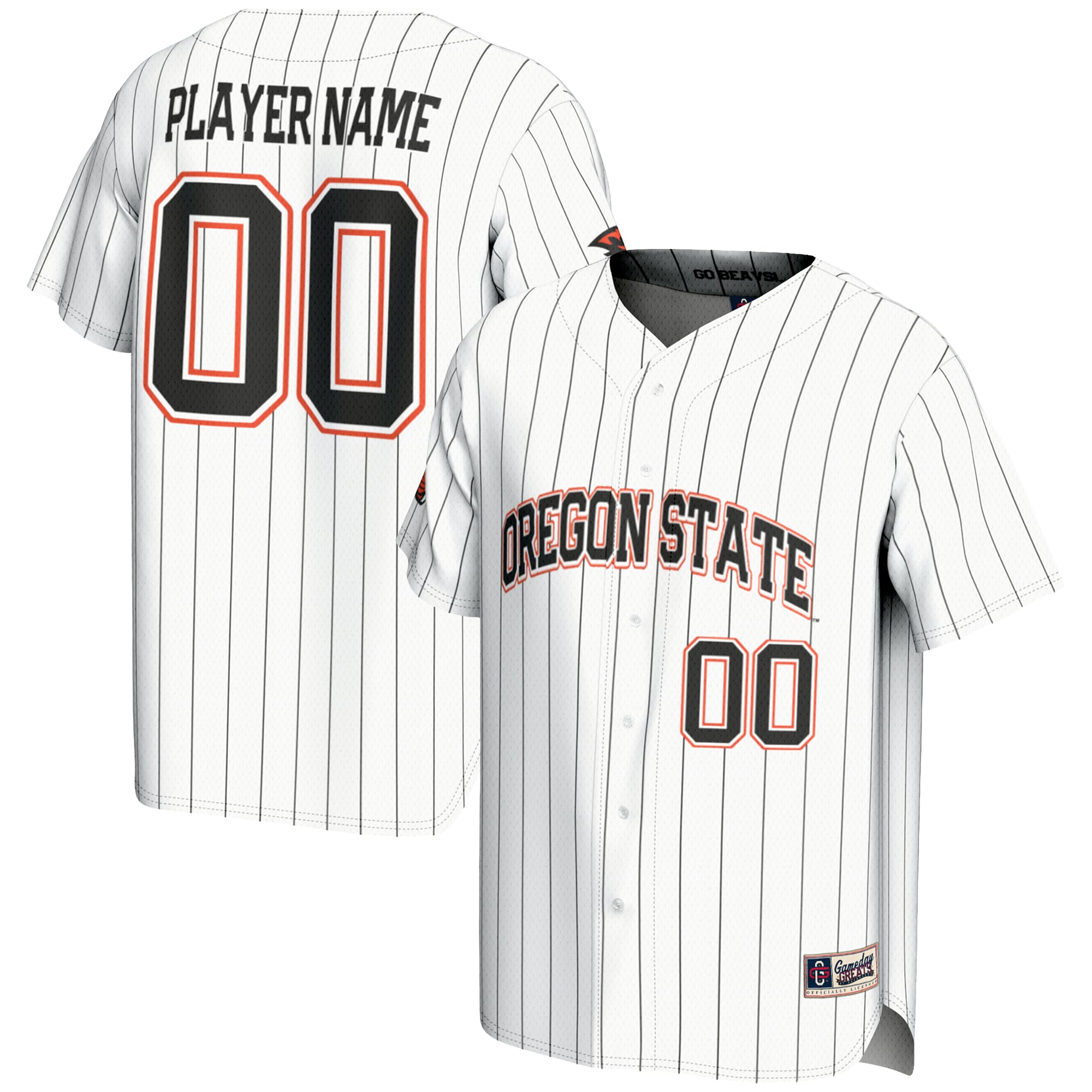 Oregon State Beavers Lightweight Baseball Jersey White - front and back view