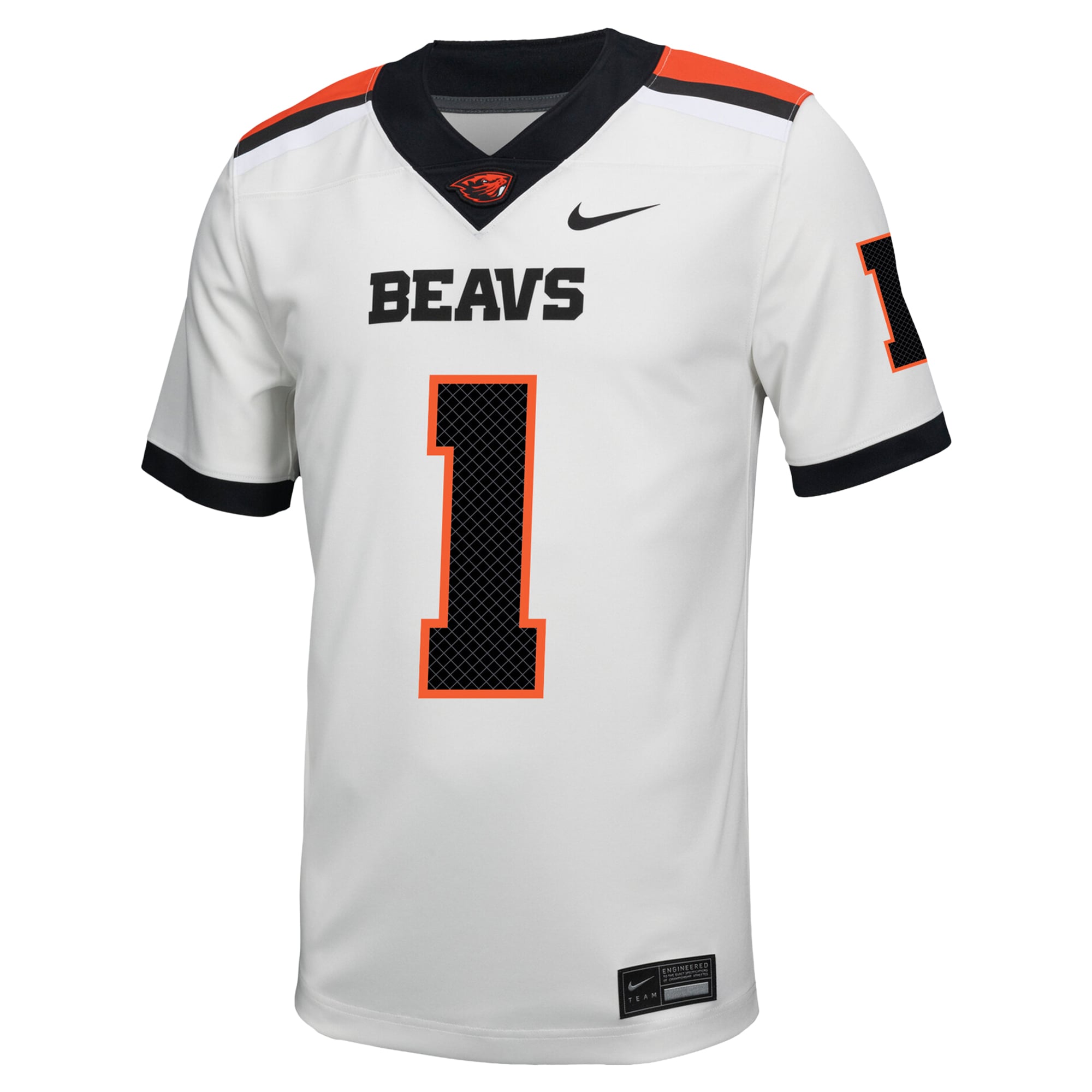#1 Oregon State Beavers Road Football Jersey White - front view