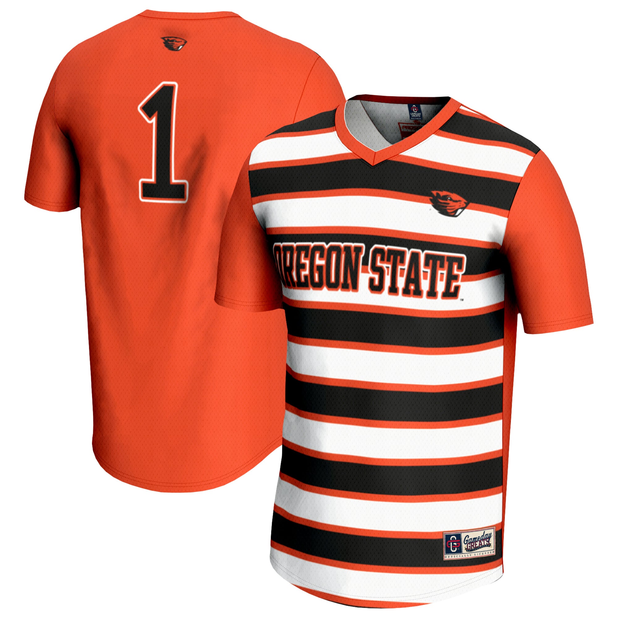 #1 Oregon State Beavers Unisex Lightweight Soccer Fashion Jersey Orange - front and back view