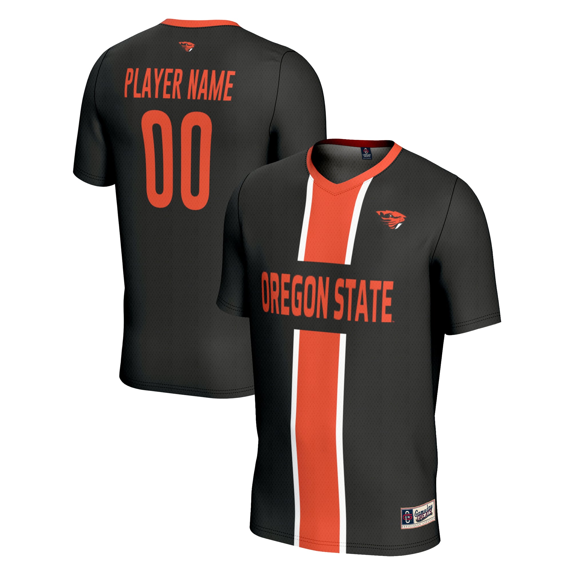 Oregon State Beavers Unisex Lightweight Soccer Jersey Black - front and back view