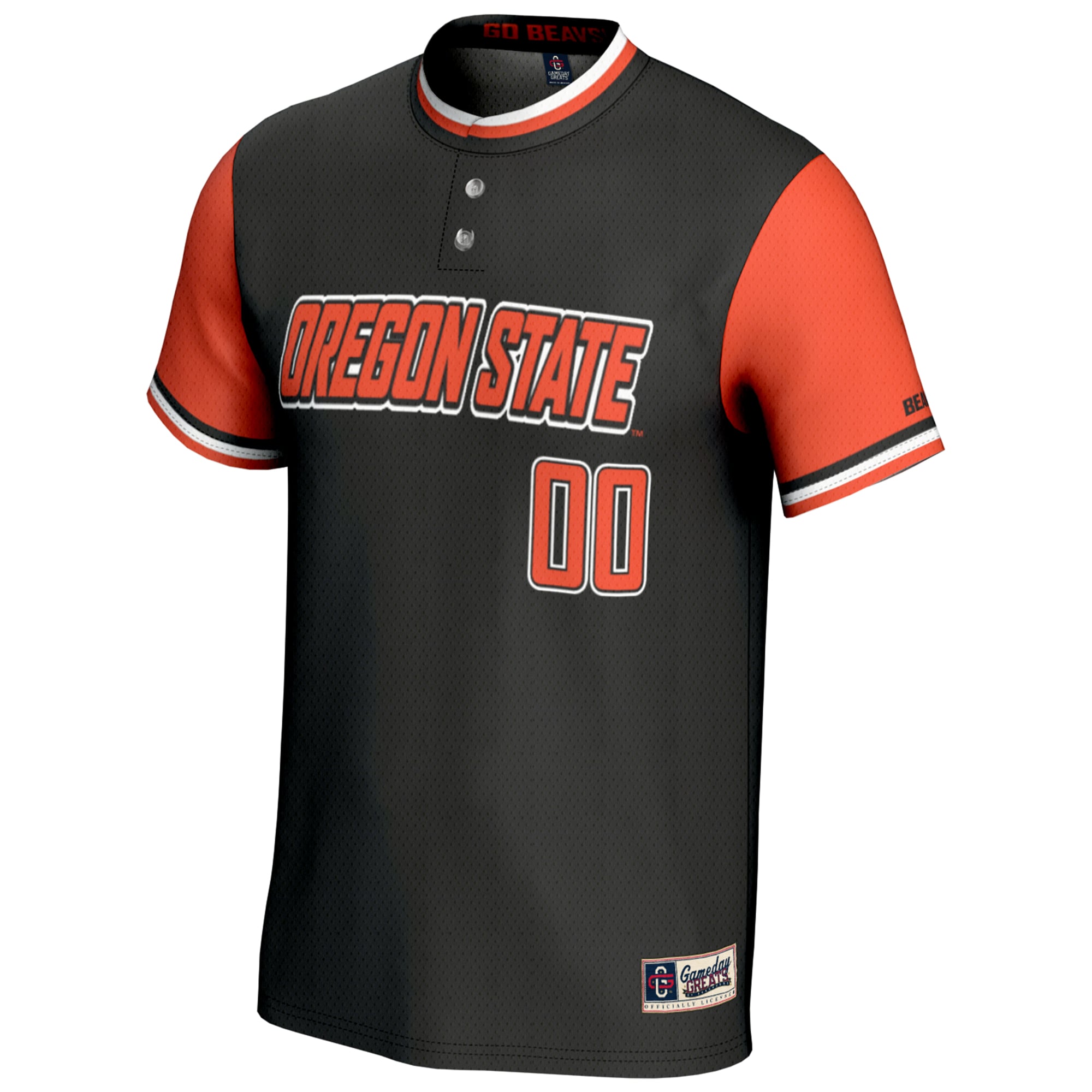 Oregon State Beavers Unisex Lightweight Softball Jersey Black - front view