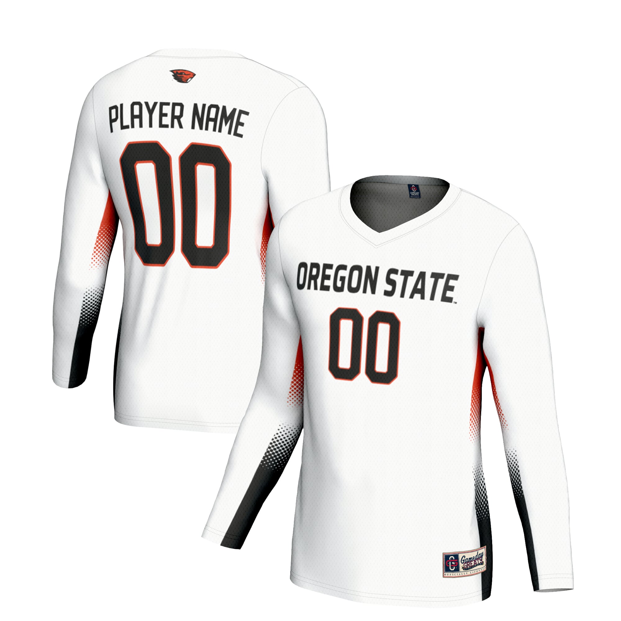 Oregon State Beavers Unisex Lightweight Volleyball Jersey White - front and back view
