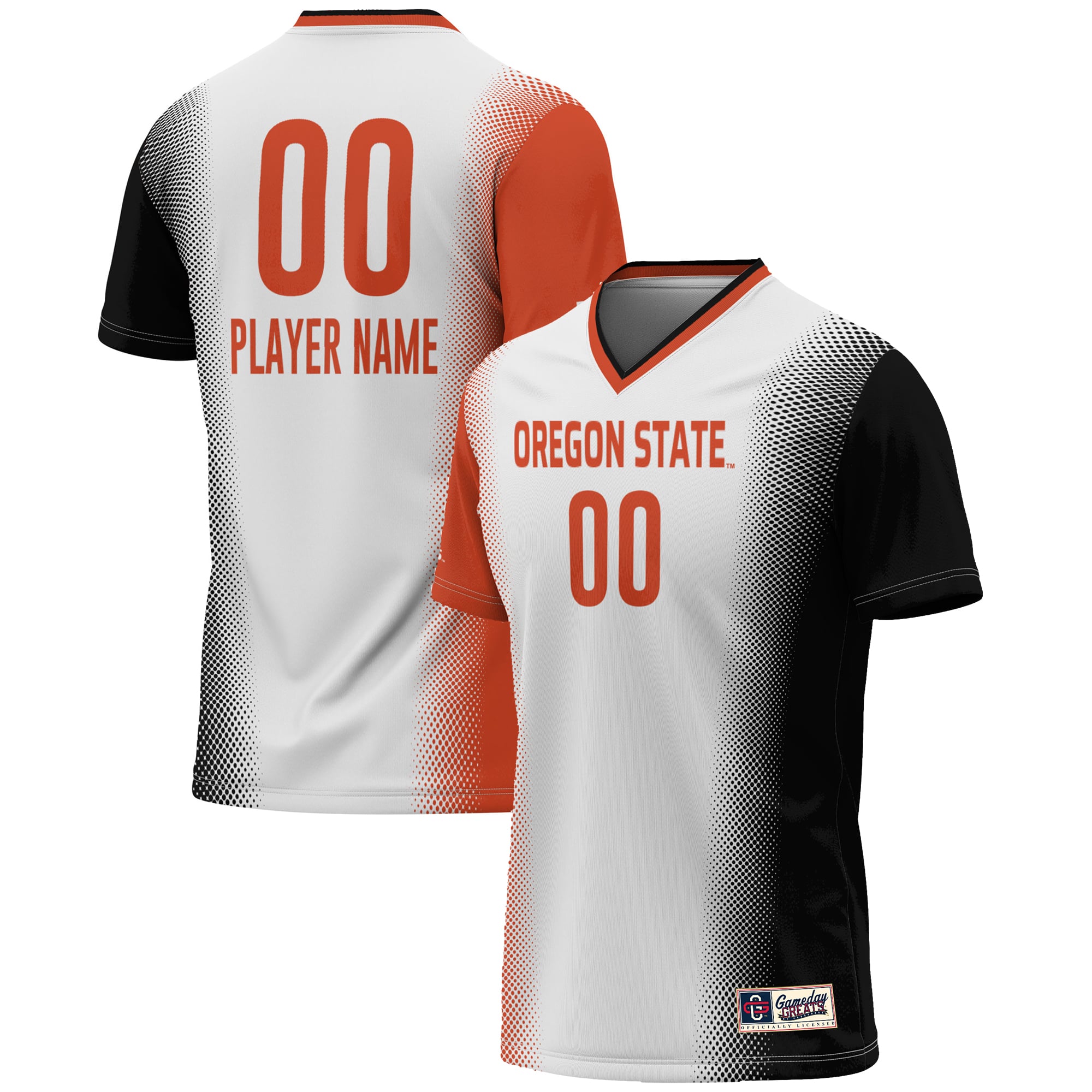 Oregon State Beavers Youth Lightweight Women's Soccer Jersey White - front and back view