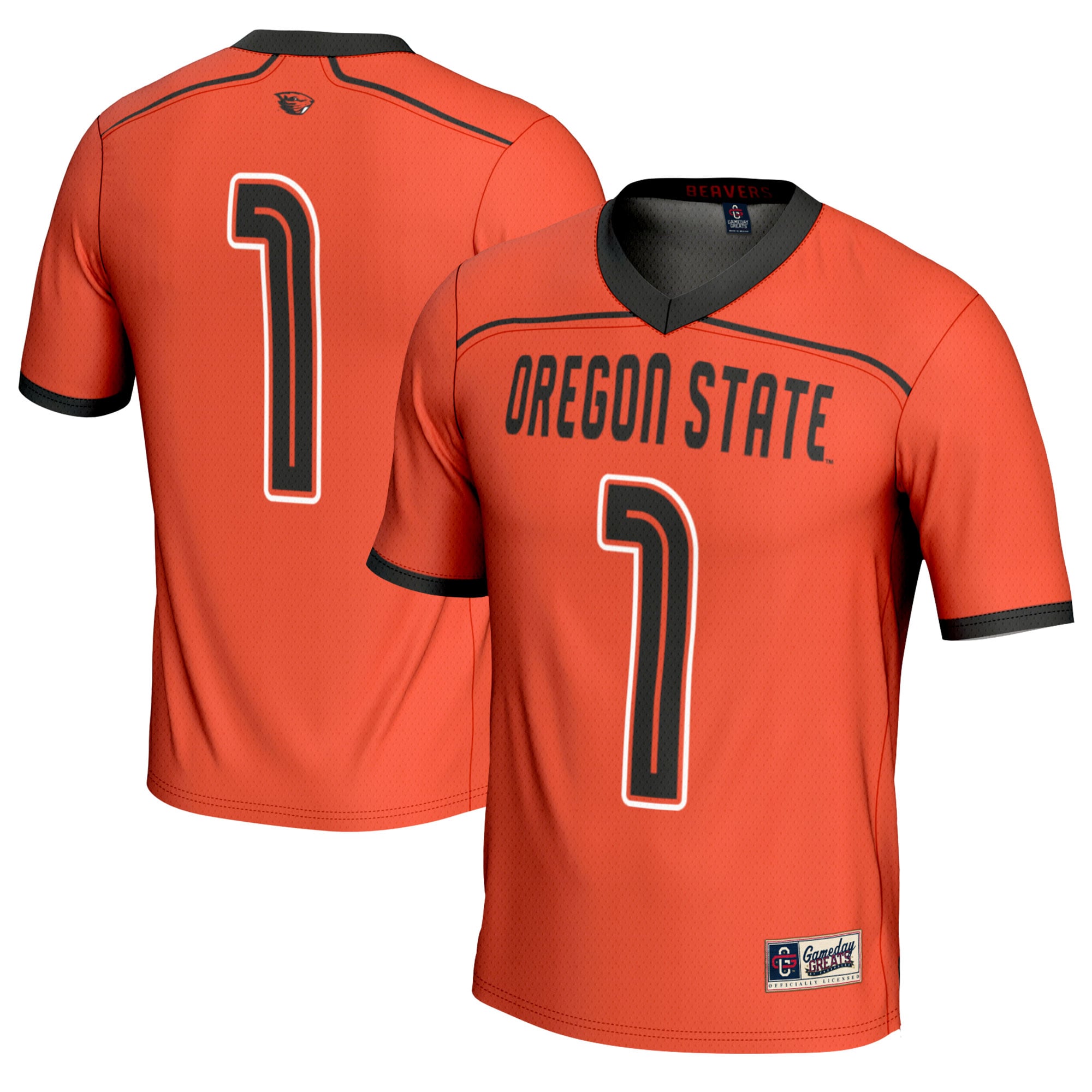 #1 Oregon State Beavers Unisex Men's Lacrosse Fashion Jersey Orange - front and back view