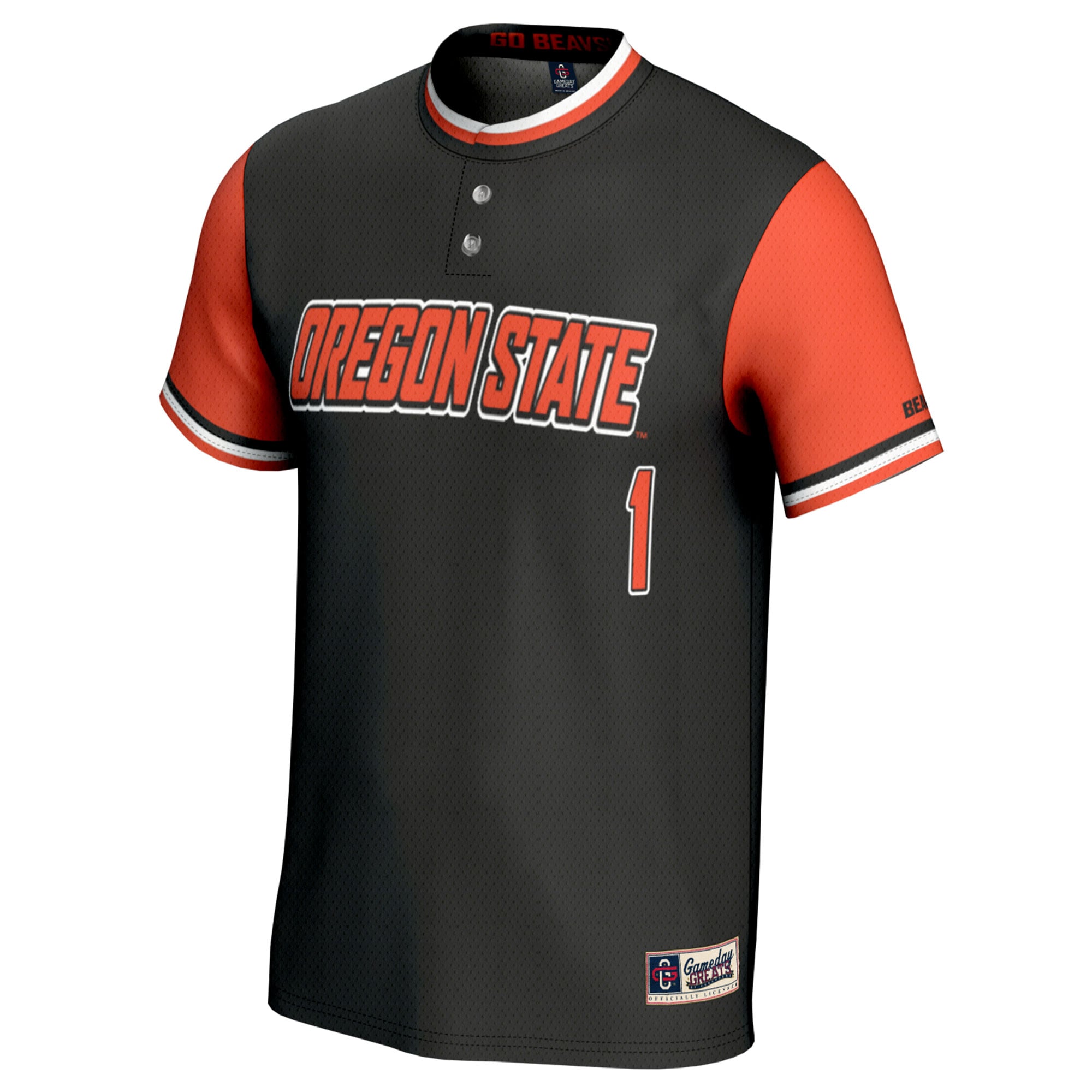 #1 Oregon State Beavers Unisex Softball Fashion Jersey Black - front view