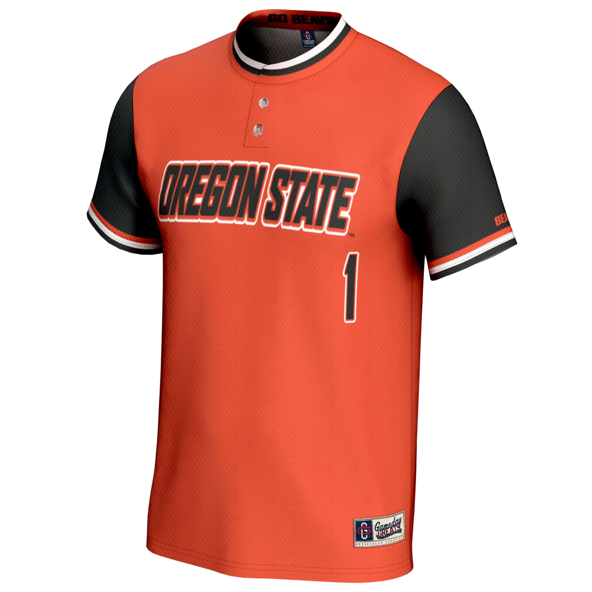 #1 Oregon State Beavers Unisex Softball Fashion Jersey Orange - front view