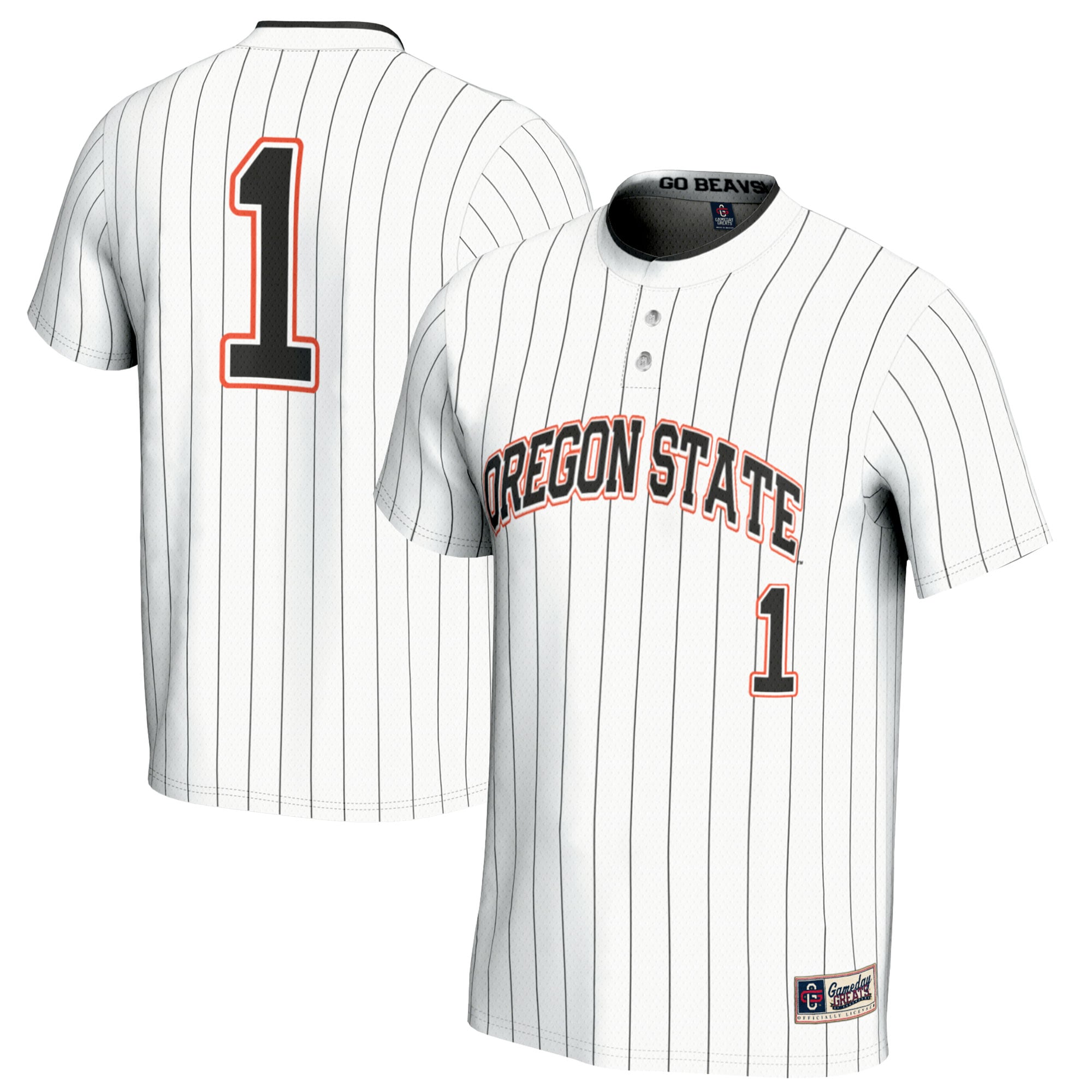 #1 Oregon State Beavers Unisex Softball Fashion Jersey White - front and back view