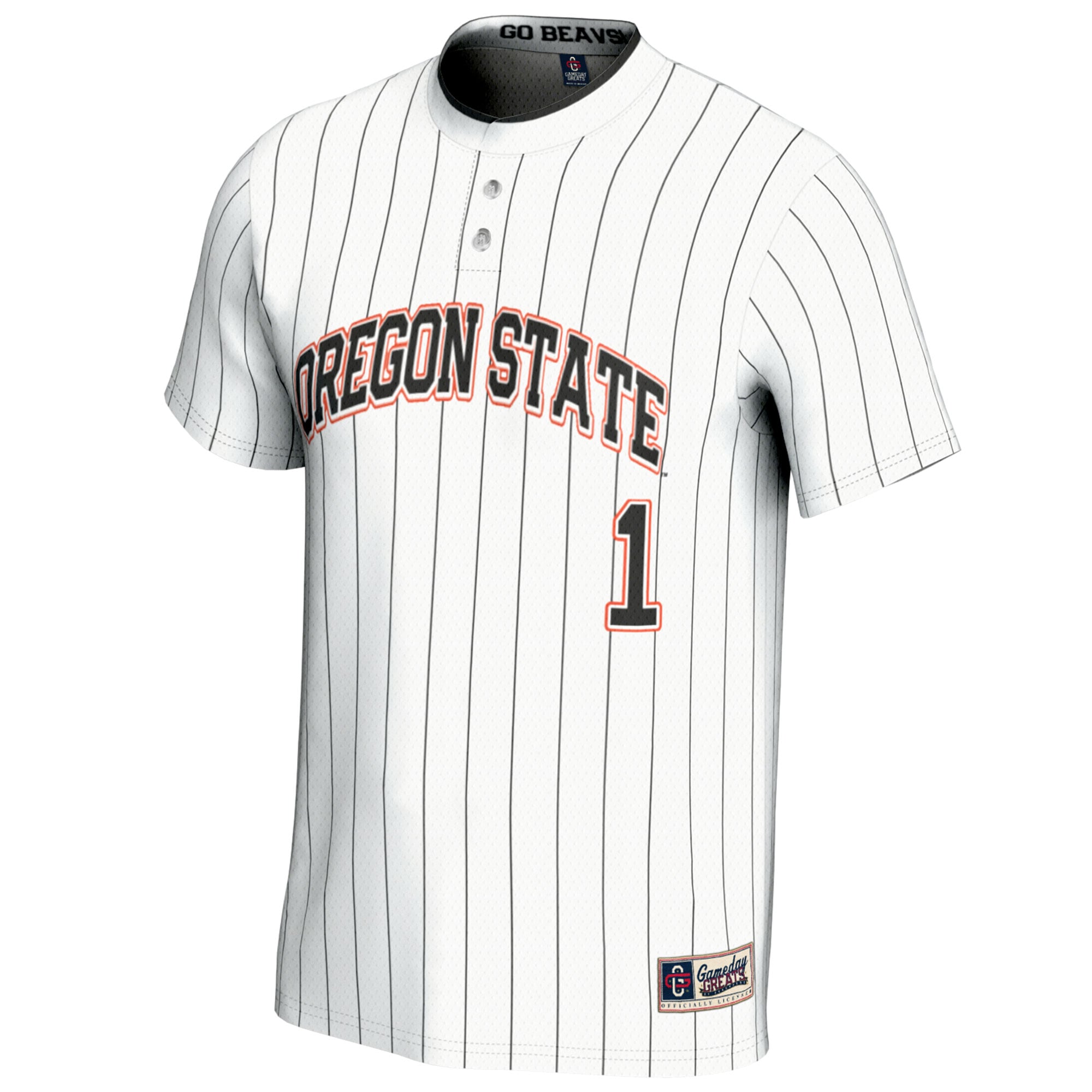 #1 Oregon State Beavers Unisex Softball Fashion Jersey White - front view