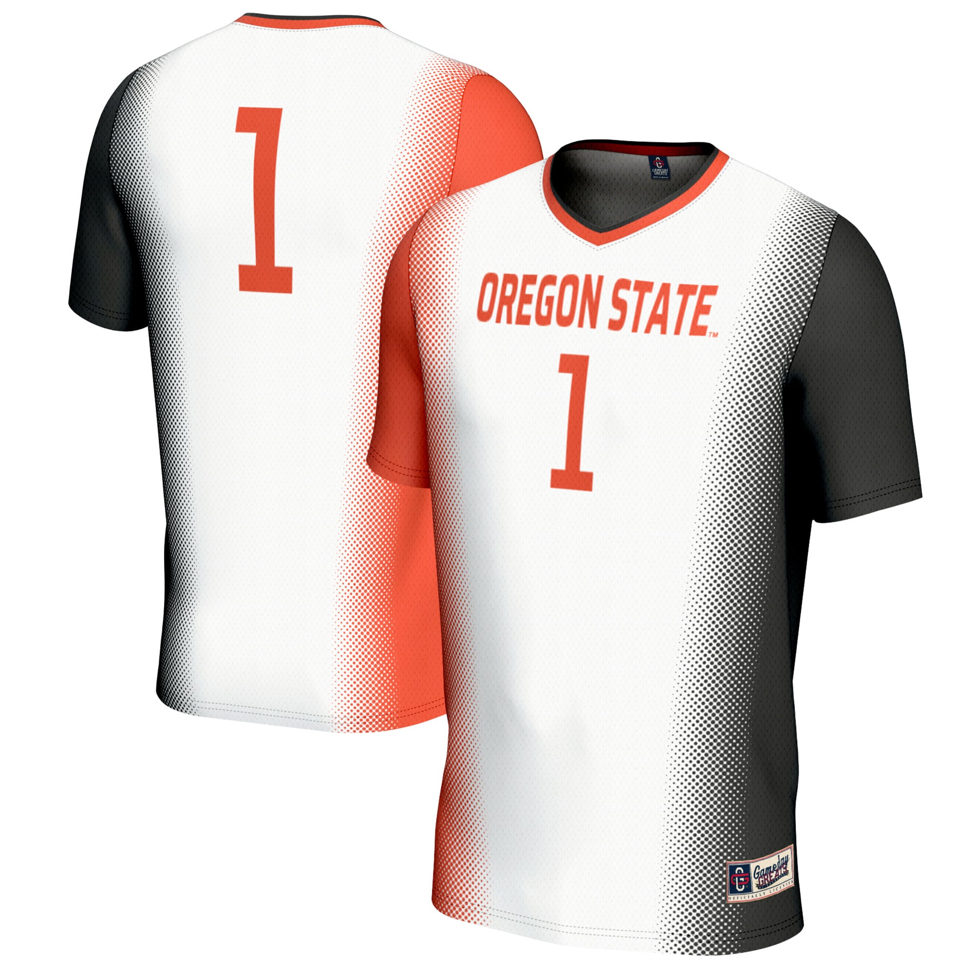 #1 Oregon State Beavers Unisex Women's Soccer Fashion Jersey White - front and back view