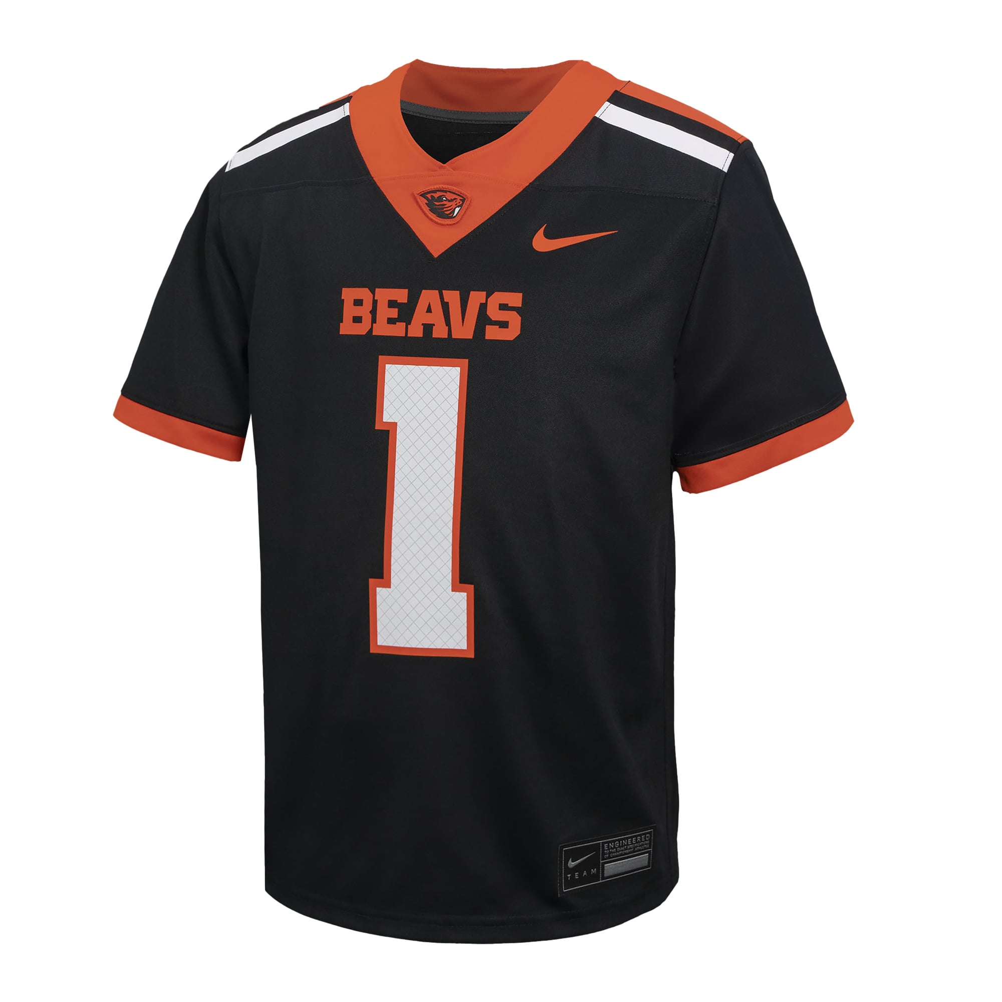#1 Oregon State Beavers Youth Football Jersey Black - front view