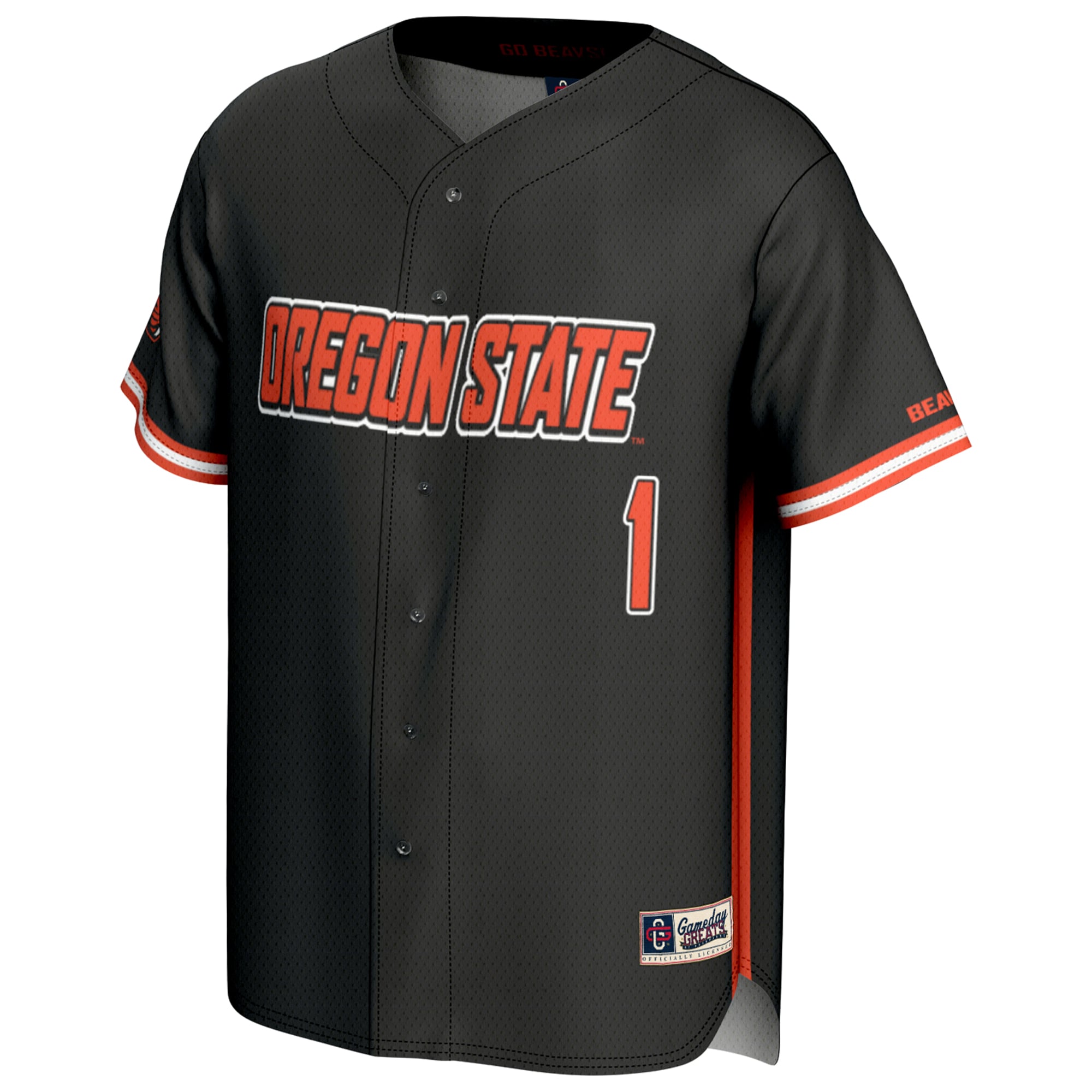 #1 Oregon State Beavers Youth Lightweight Baseball Fashion Jersey Black - front view
