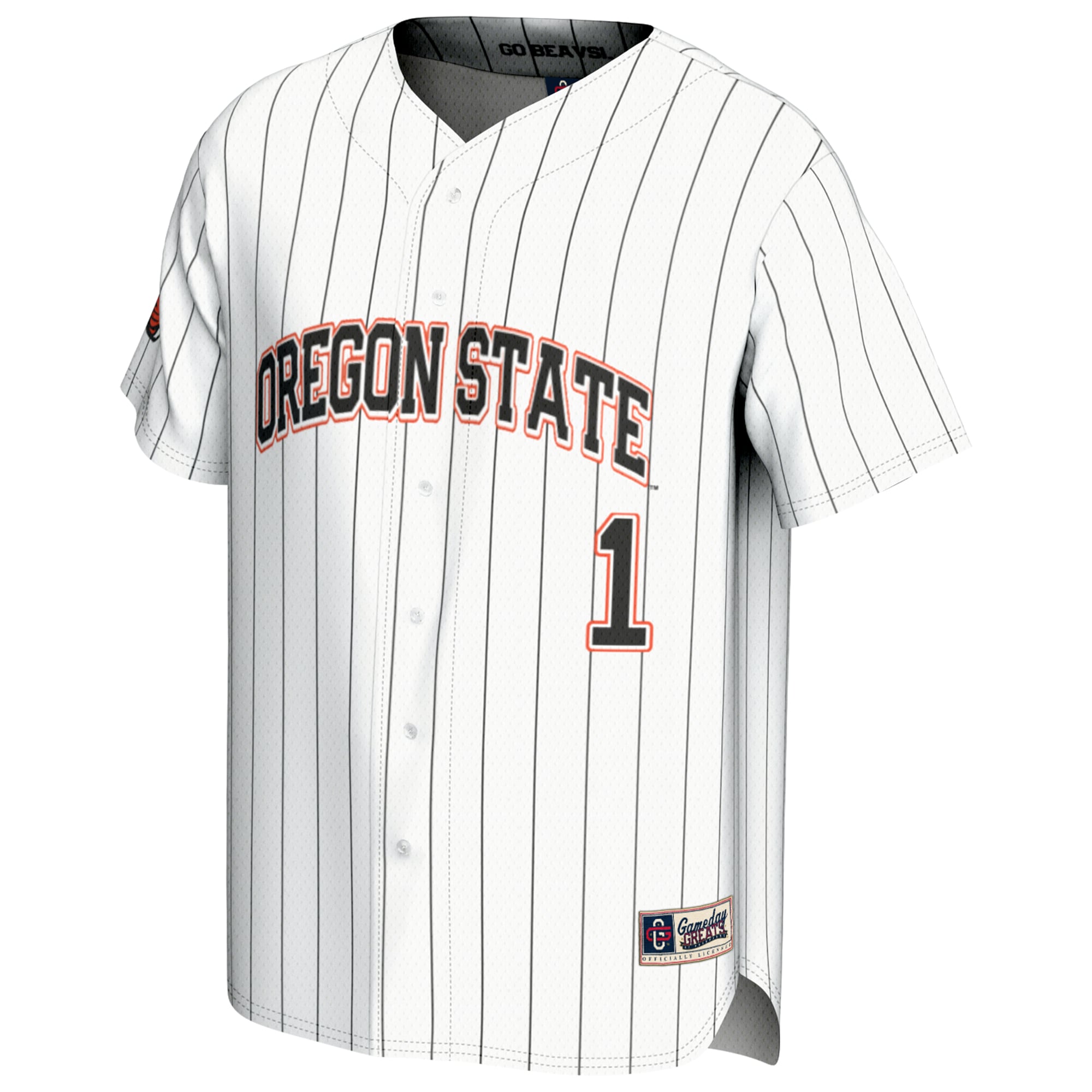 #1 Oregon State Beavers Youth Lightweight Baseball Fashion Jersey White - front view