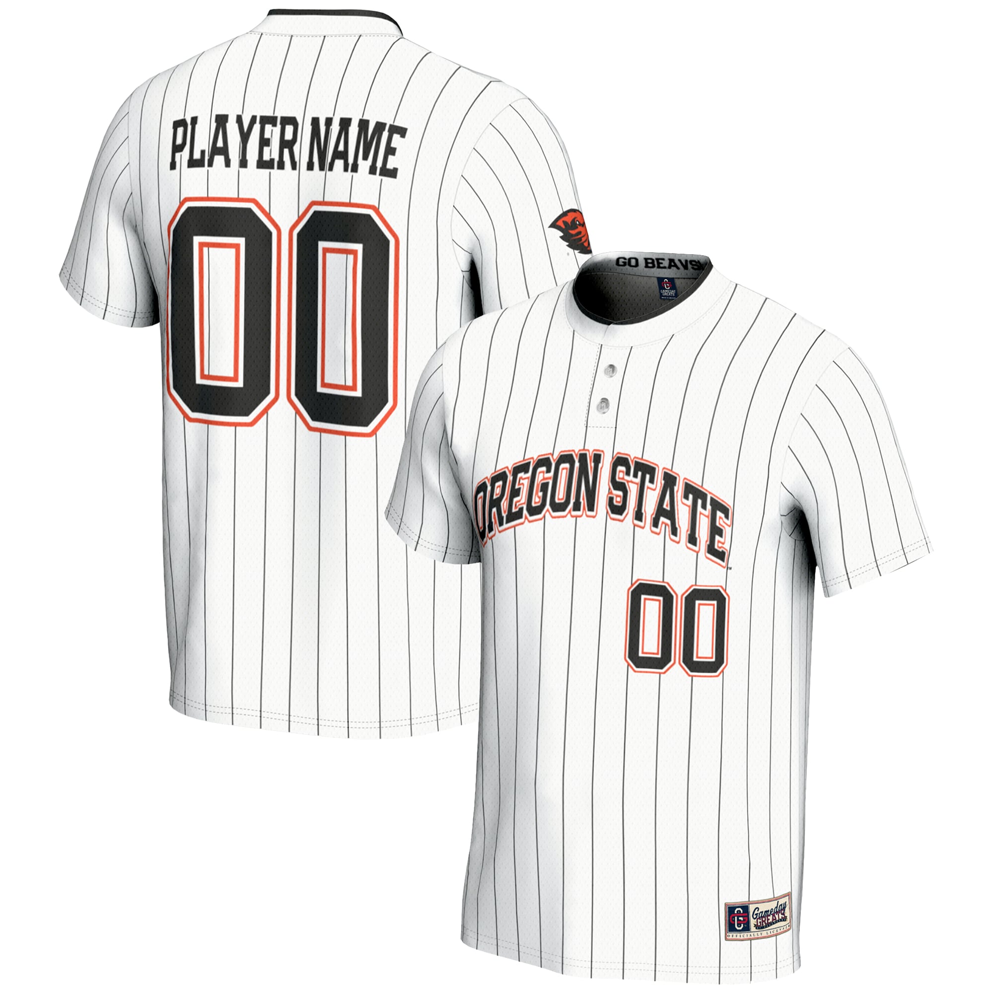 Oregon State Beavers Youth Lightweight Softball Jersey White - front and back view