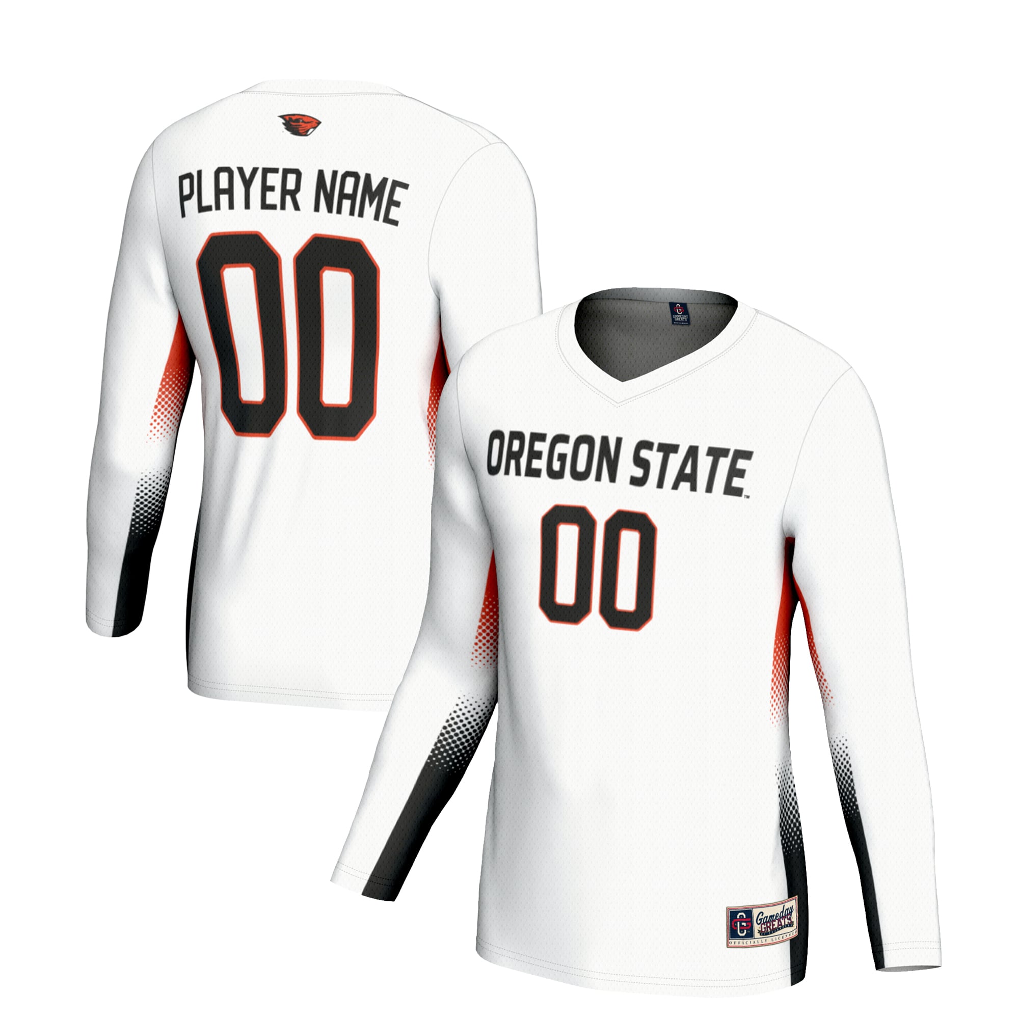 Oregon State Beavers Youth Lightweight Volleyball Jersey White - front and back view
