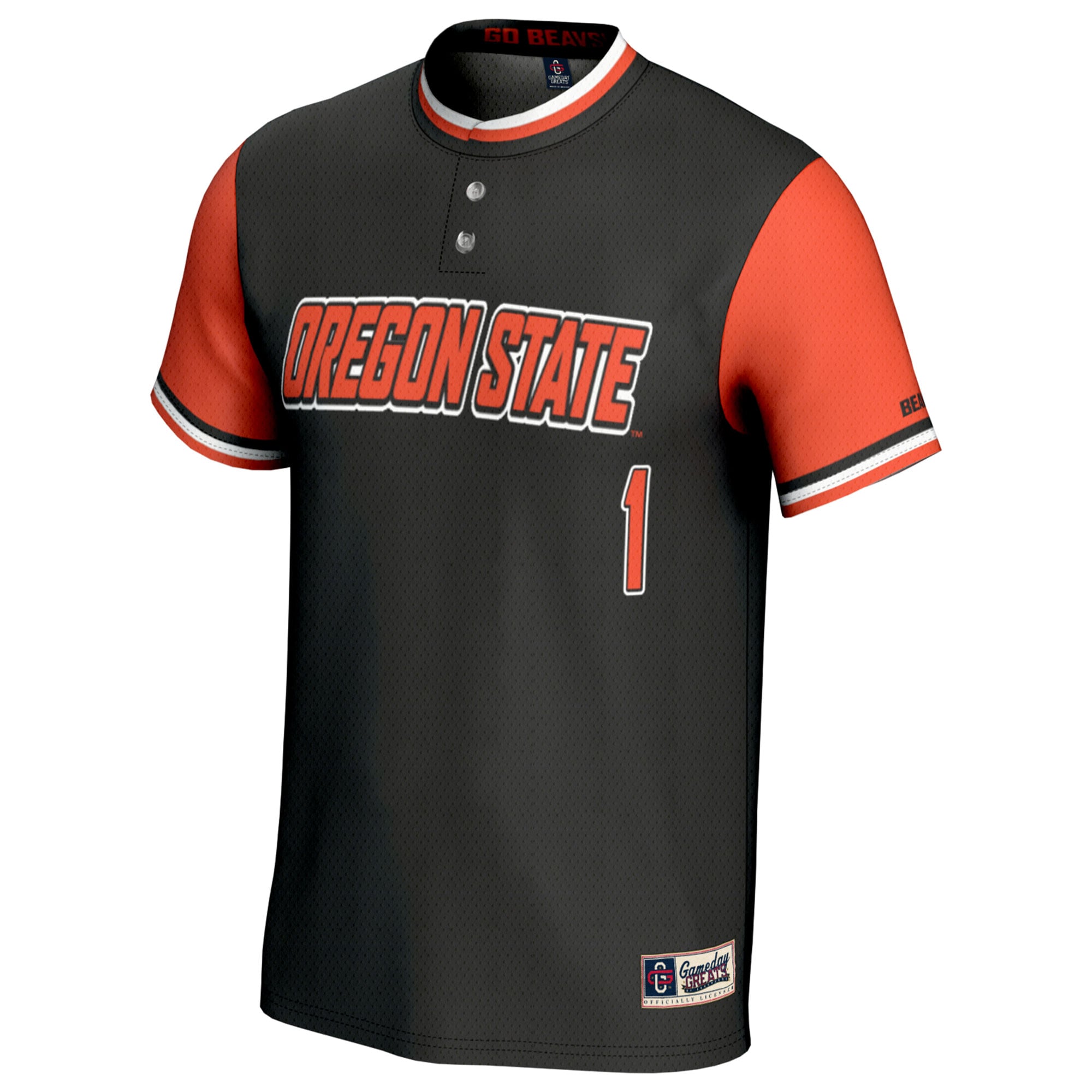 #1 Oregon State Beavers Youth Softball Fashion Jersey Black - front view