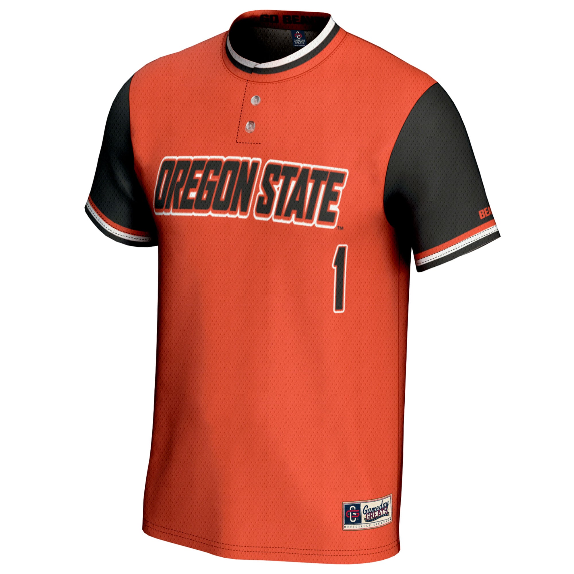 #1 Oregon State Beavers Youth Softball Fashion Jersey Orange - front view