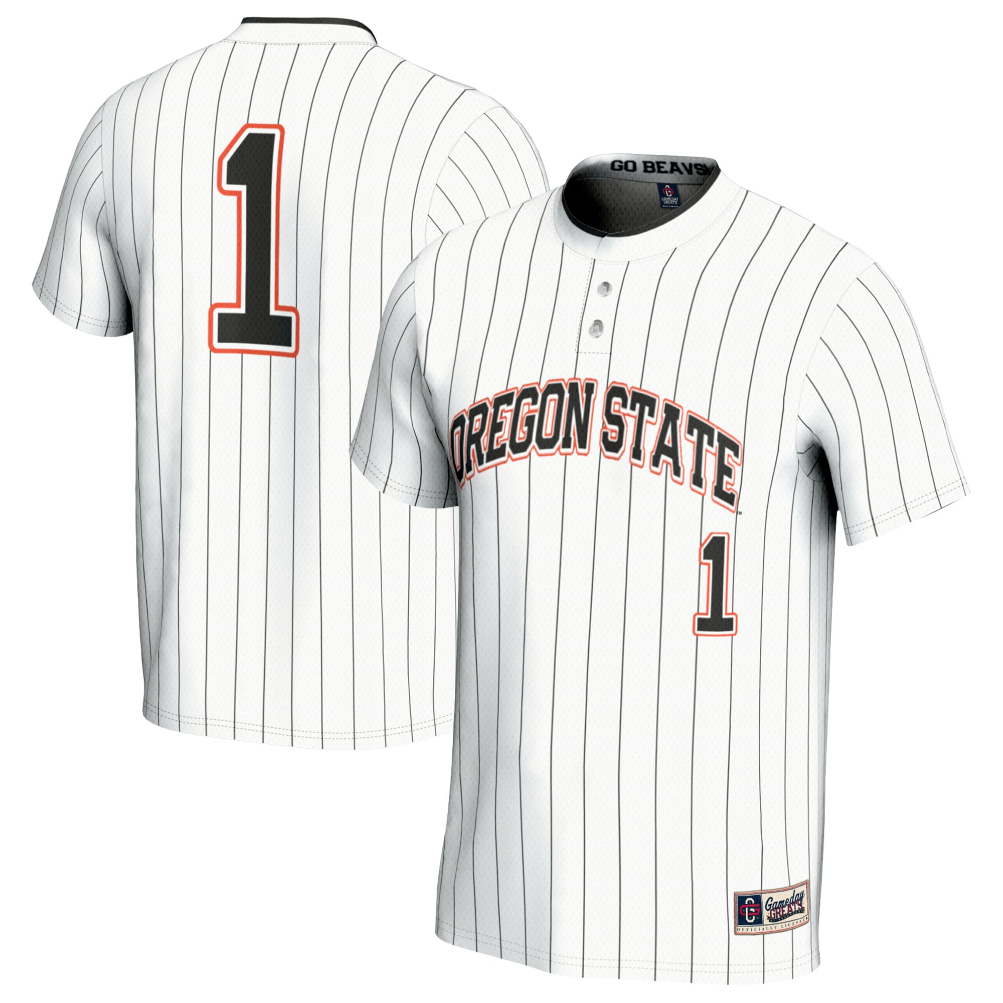 #1 Oregon State Beavers Youth Softball Fashion Jersey White - front and back view