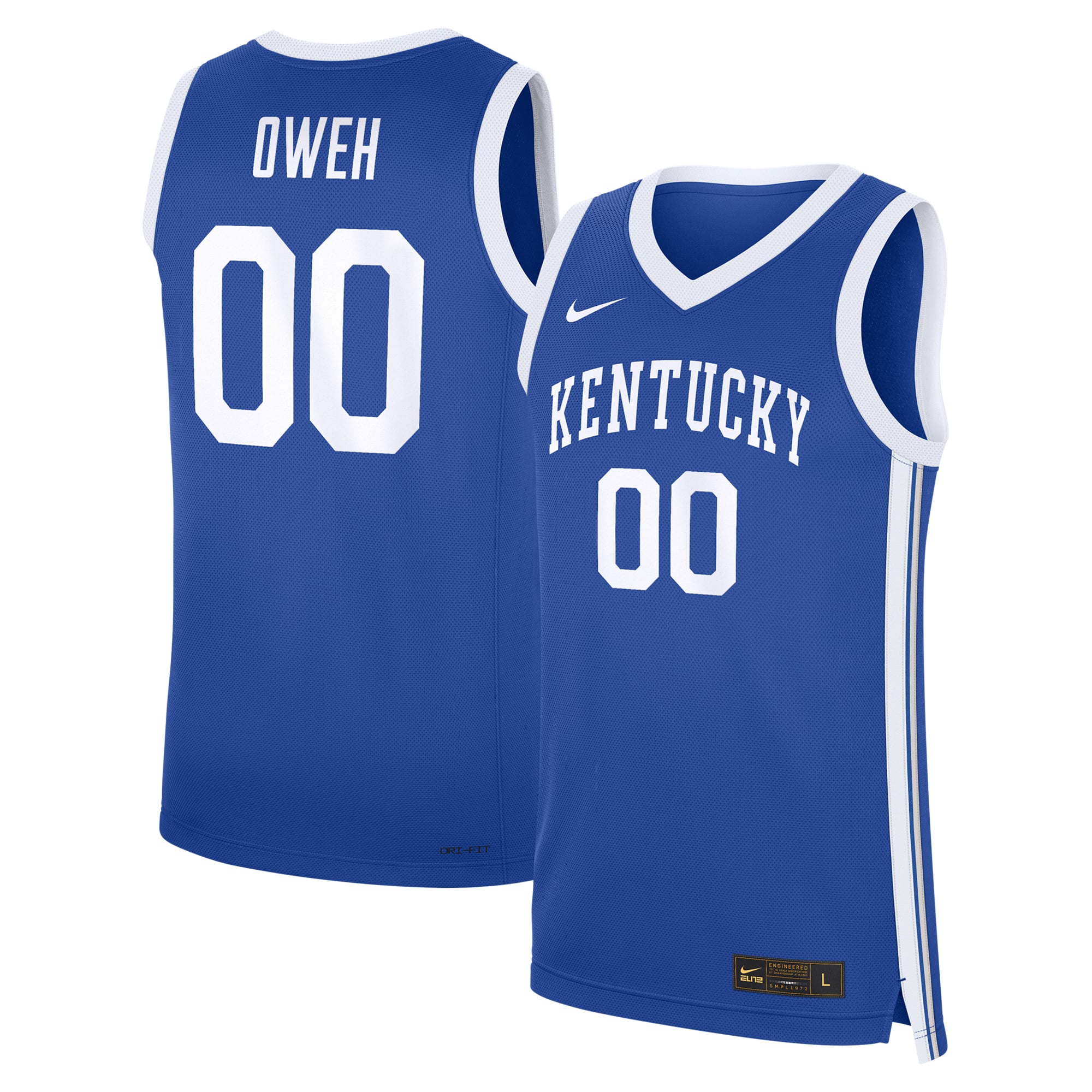 Otega Oweh Kentucky Wildcats Basketball Jersey Royal - front and back view