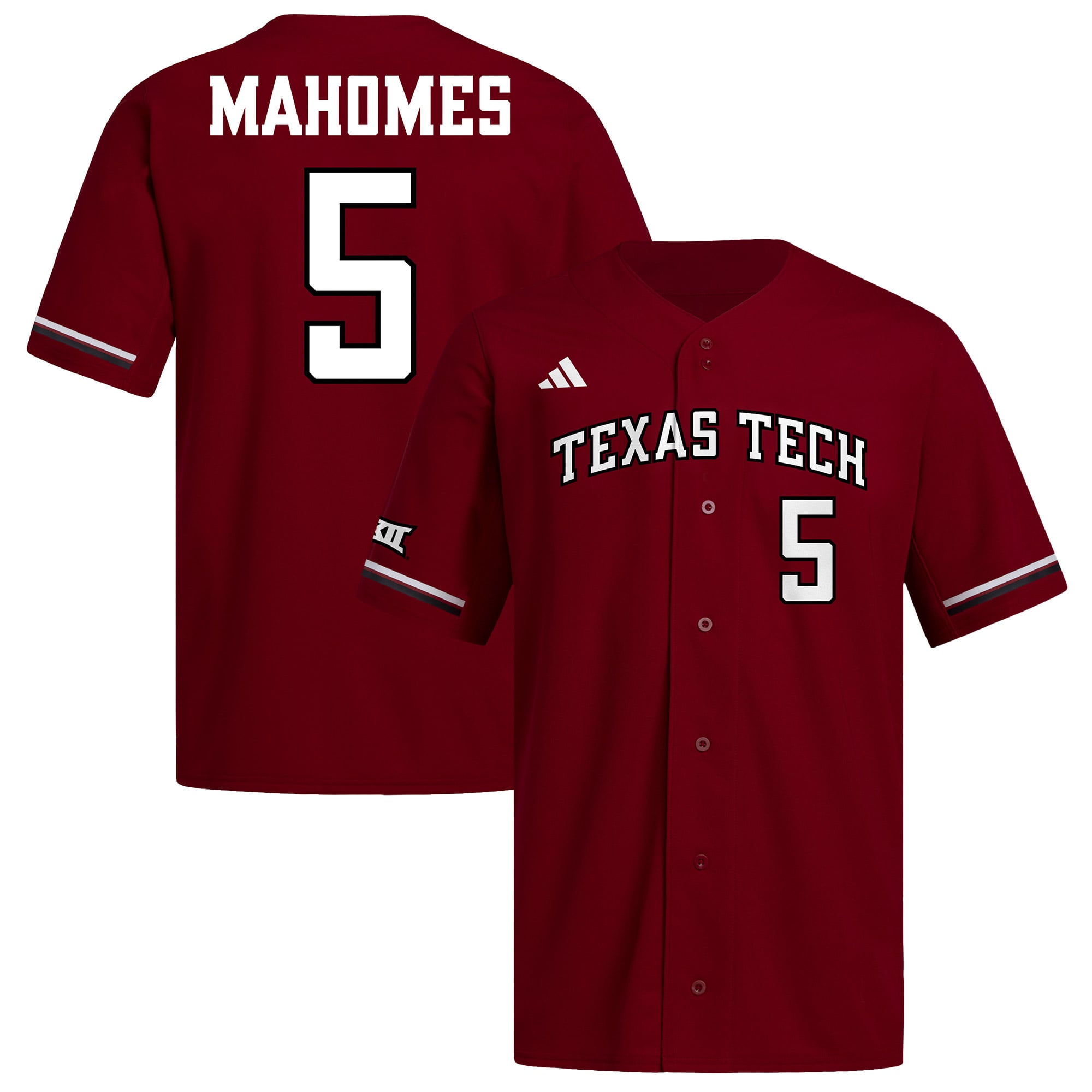 Patrick Mahomes Texas Tech Red Raiders Baseball Jersey Red - front and back view